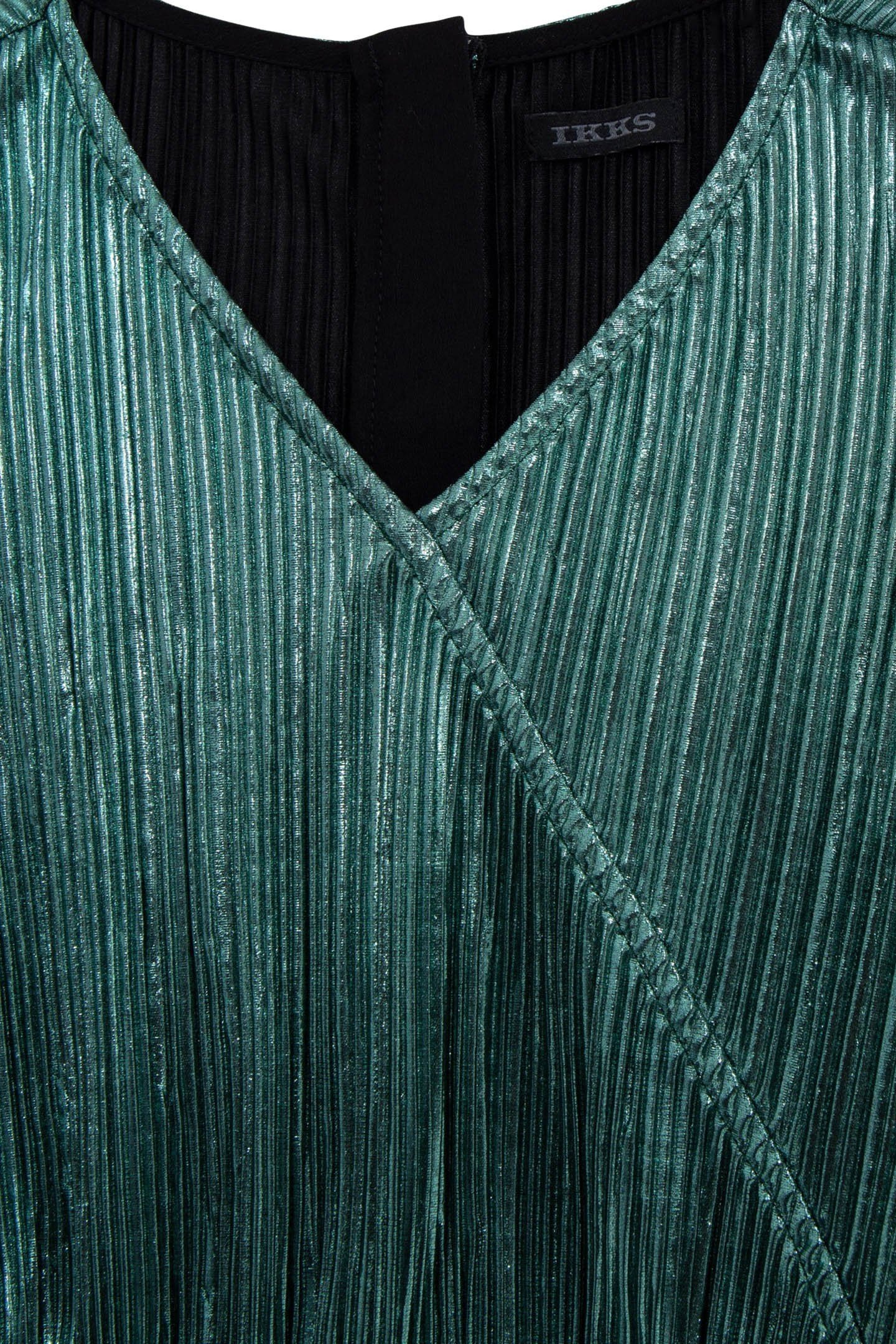 METALLIC EMERALD PLEATED DRESS 5