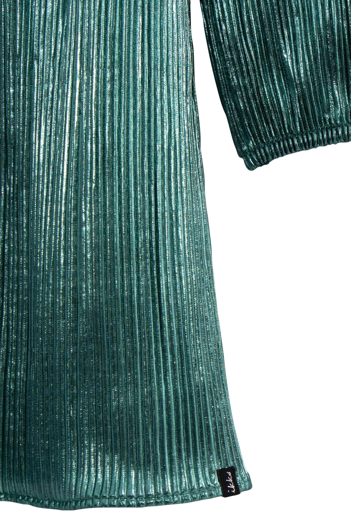 METALLIC EMERALD PLEATED DRESS 6