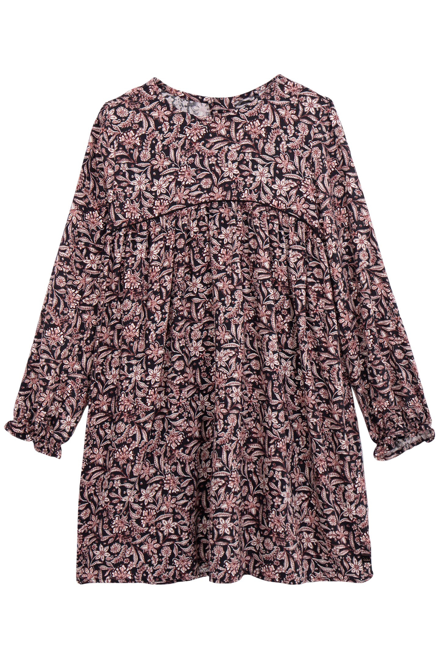 BLACK BAROQUE FLORAL PRINT DRESS FOR GIRLS 1