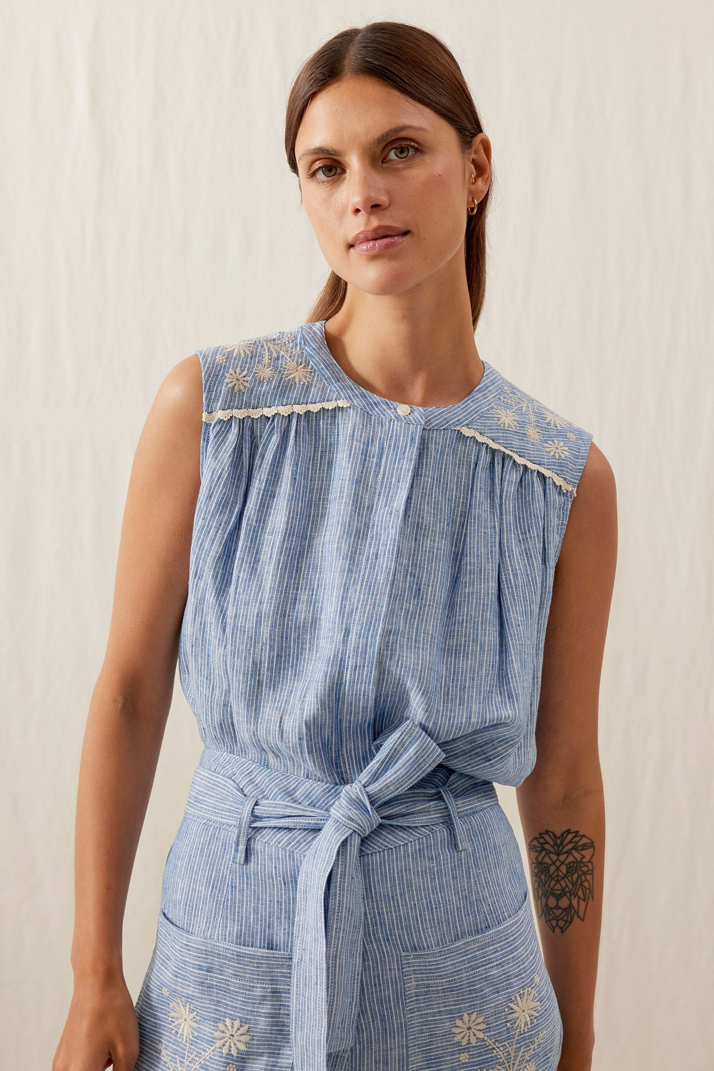 SHIRT DUNA WHITE - BLUE STRIPES 1