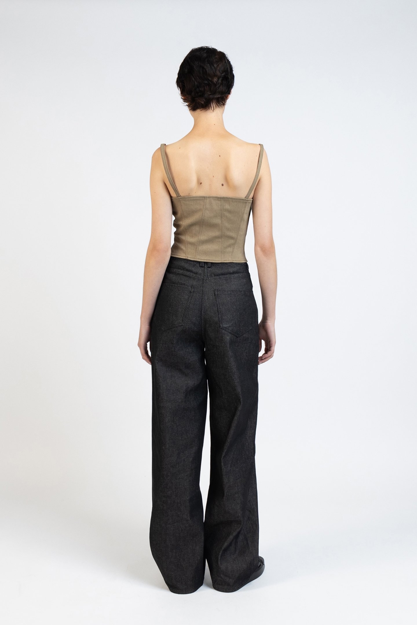 DENIM BUSTIER TOP KHAKI 3