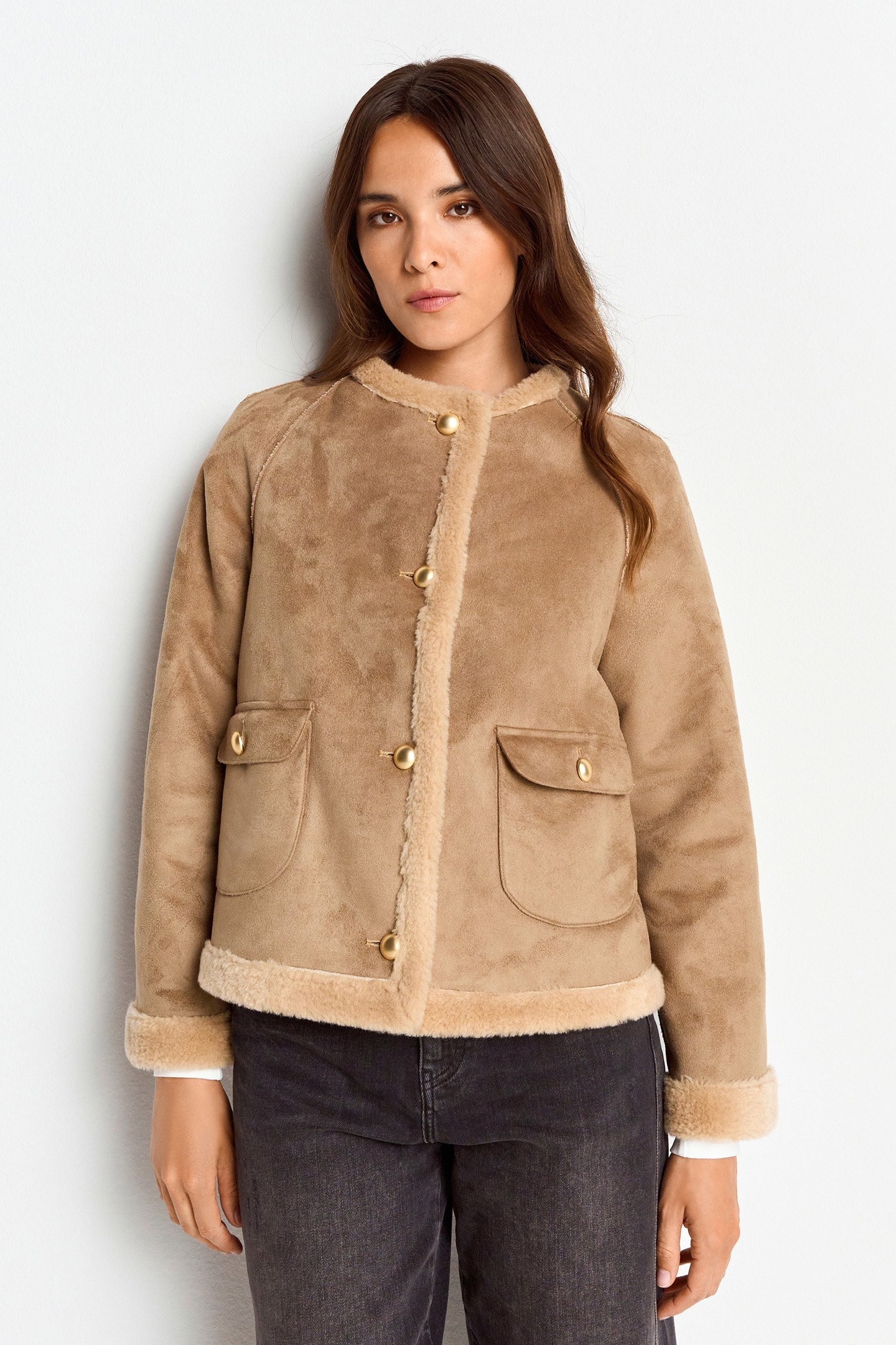SUED TEDDY JACKET CAFFEE LATTE 1