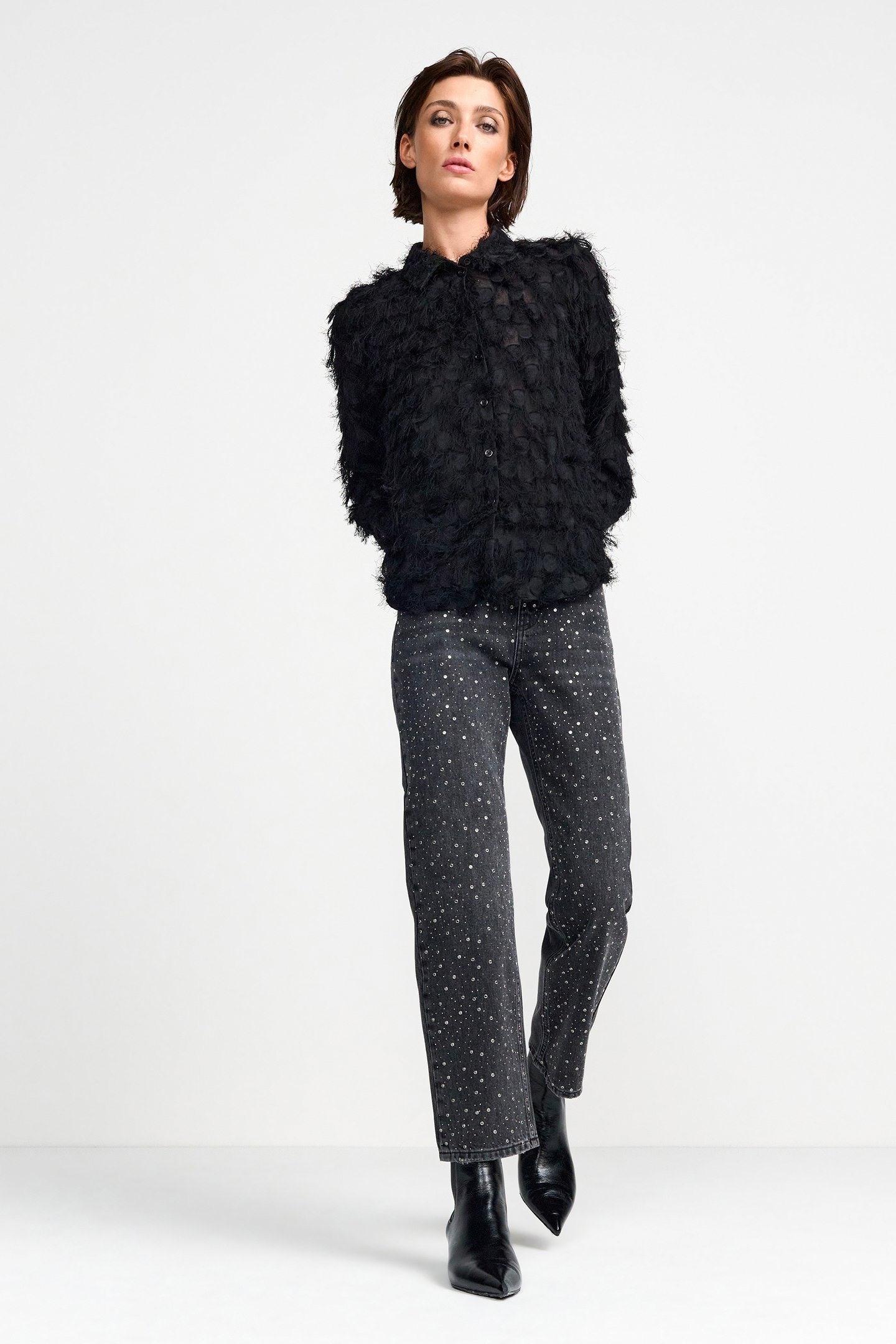 VINTAGE STRAIGHT RHINESTONES DENIM BLACK 1