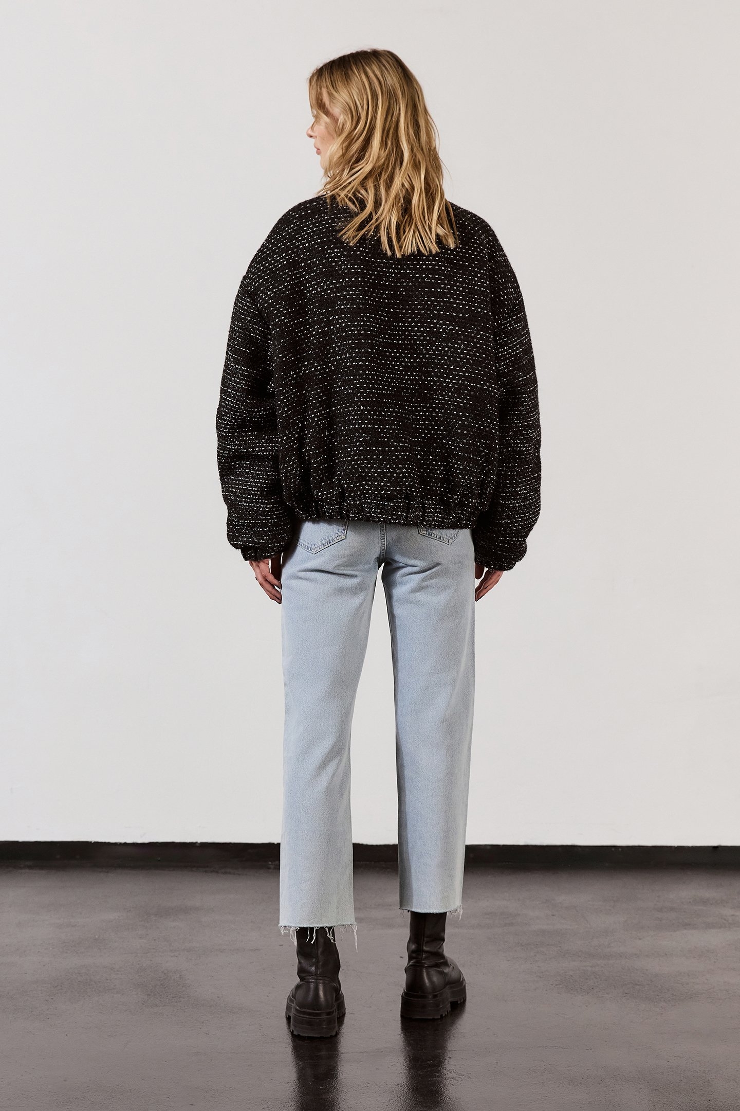 THE BLACK SPARKLY TWEED BOMBER JACKET 2