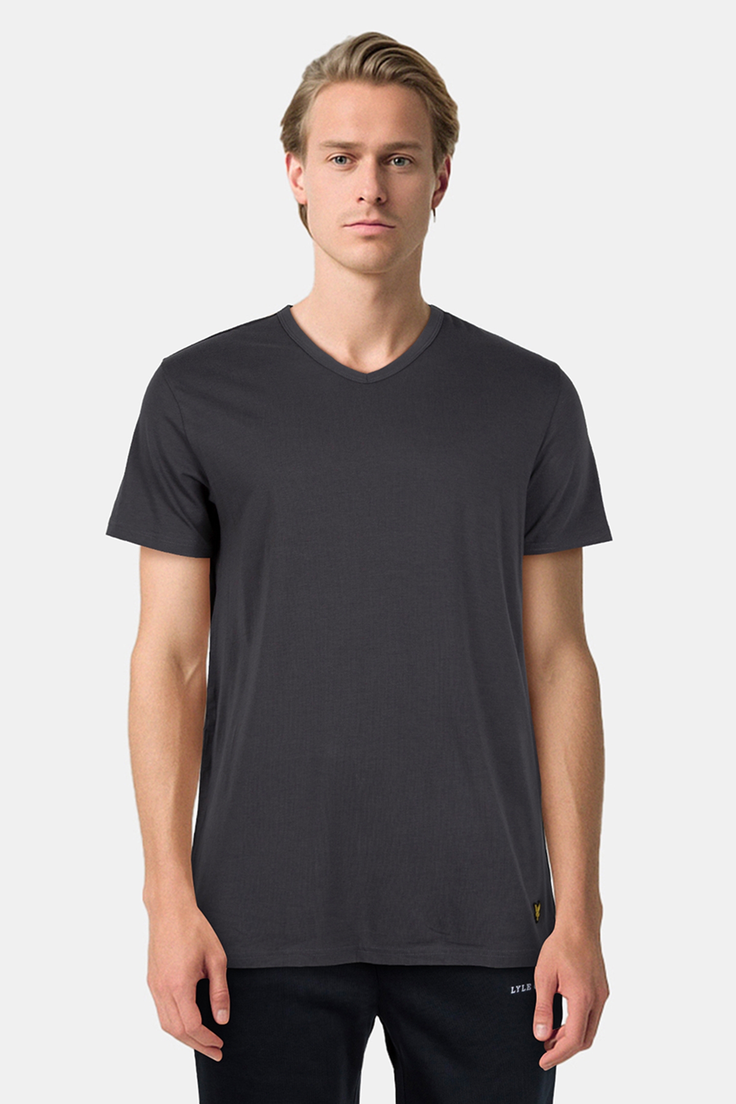 BASIC 3 PACK V NECK T-SHIRT WHITE/OLIVE/GUNMETAL 2