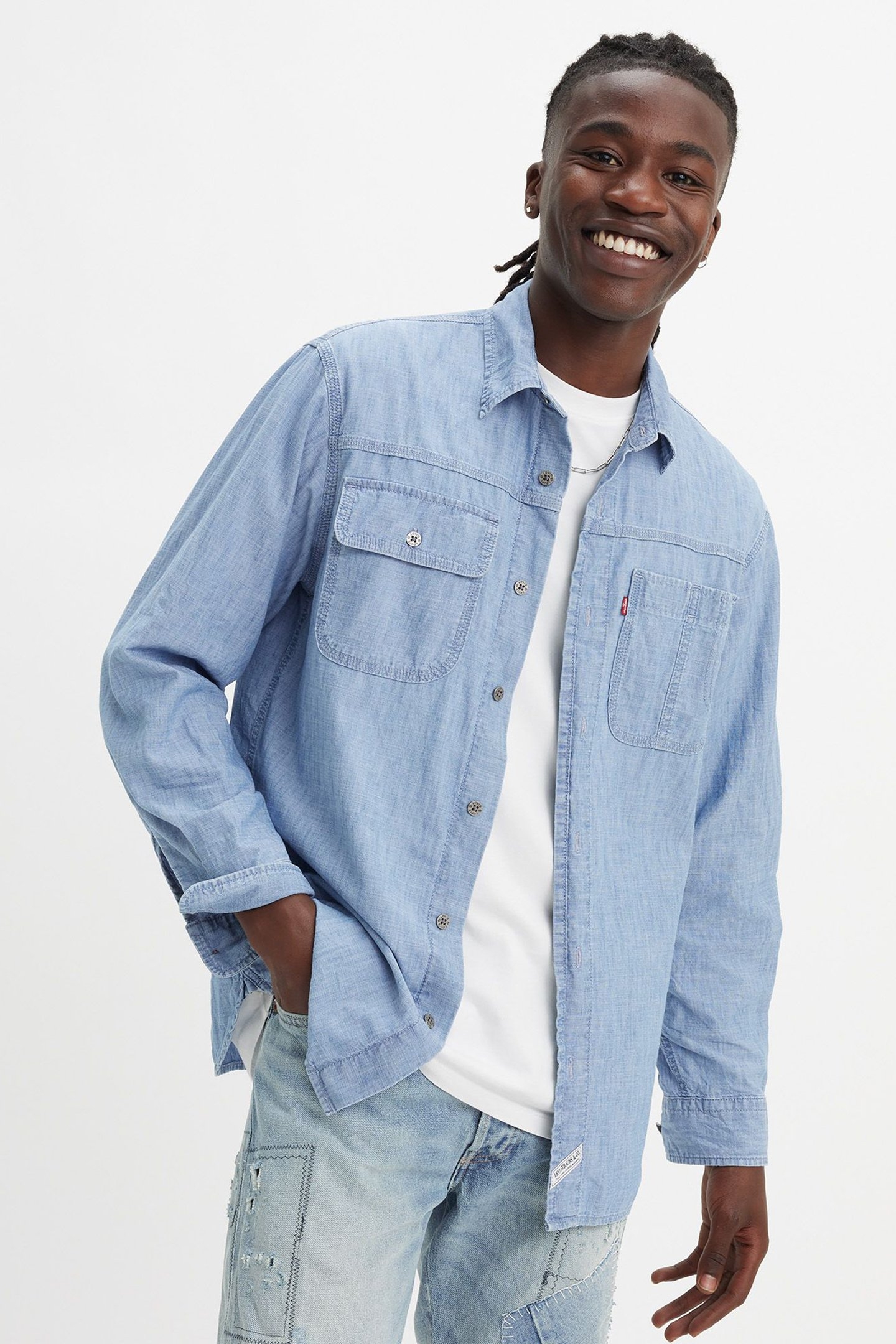 LONG SLEEVE AUBURN WORKER SHIRT BLUE 4