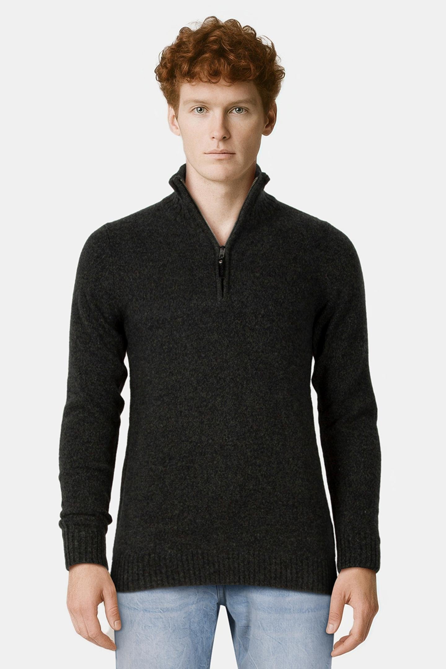 LOUSI KM F24 KNIT DARK GREEN MELANGE 1