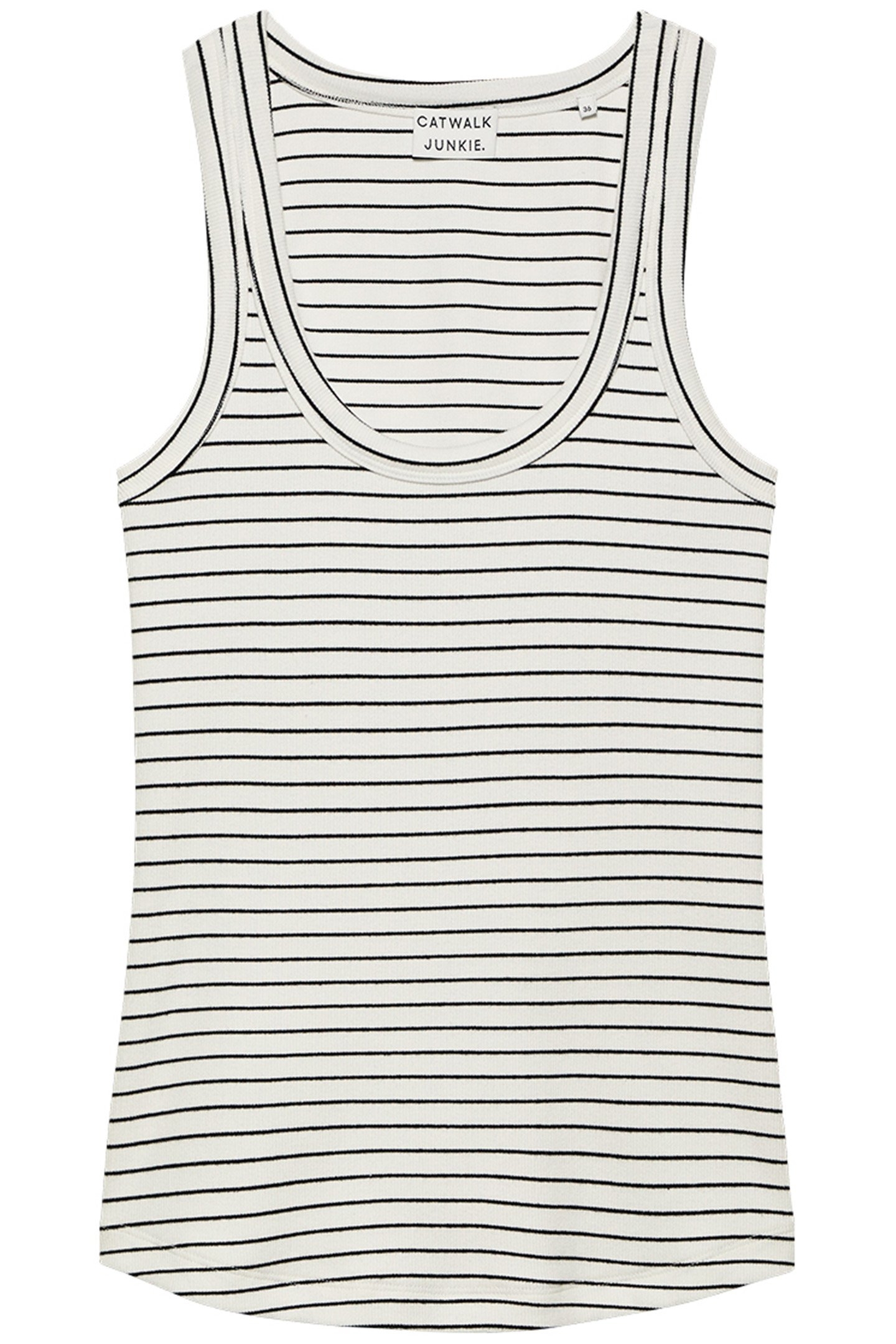 STRIPED SCOOP NECK RIB SINGLET OFF WHITE 4