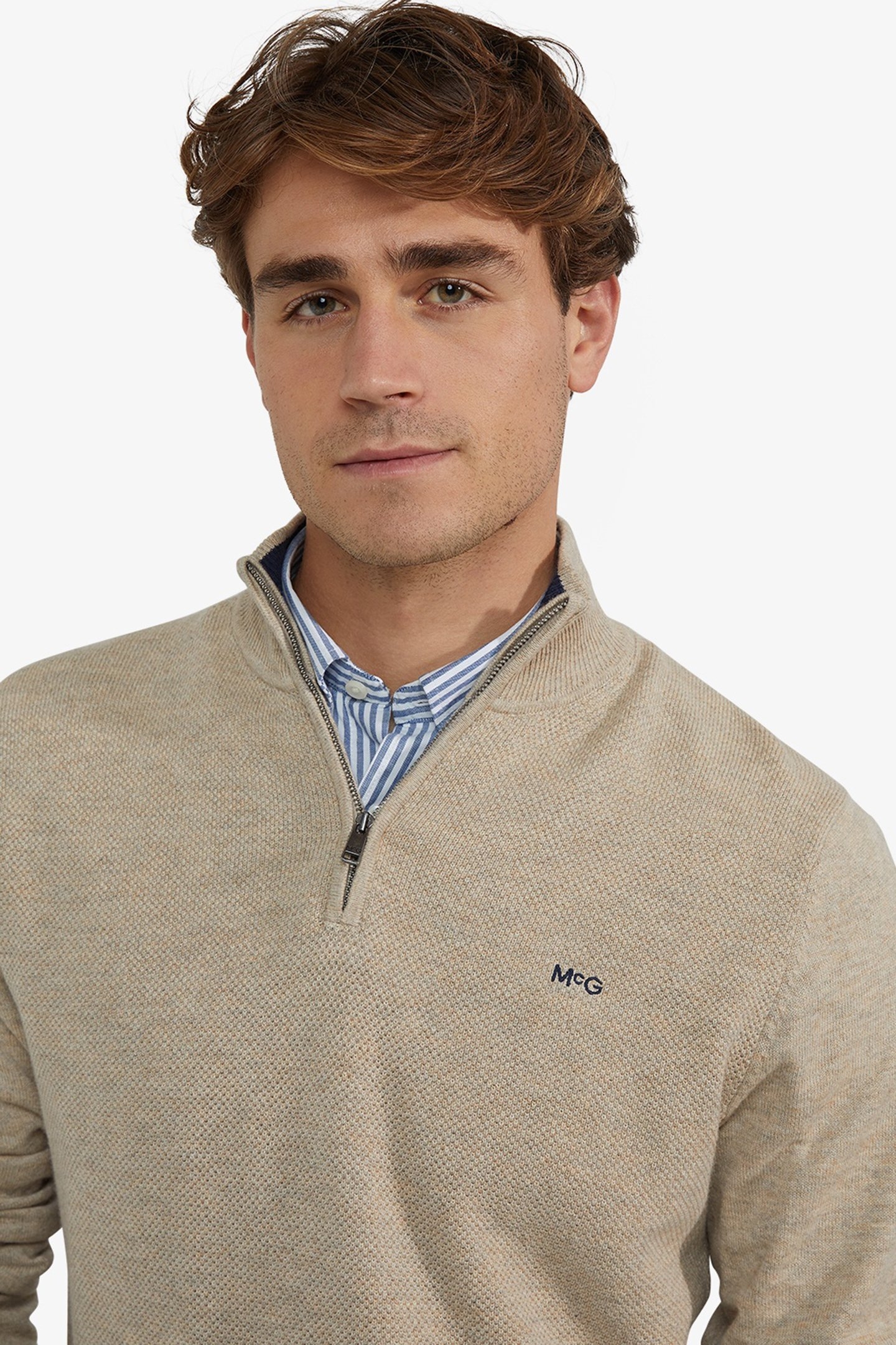 ZIP MOCK SWEATER SAND 4