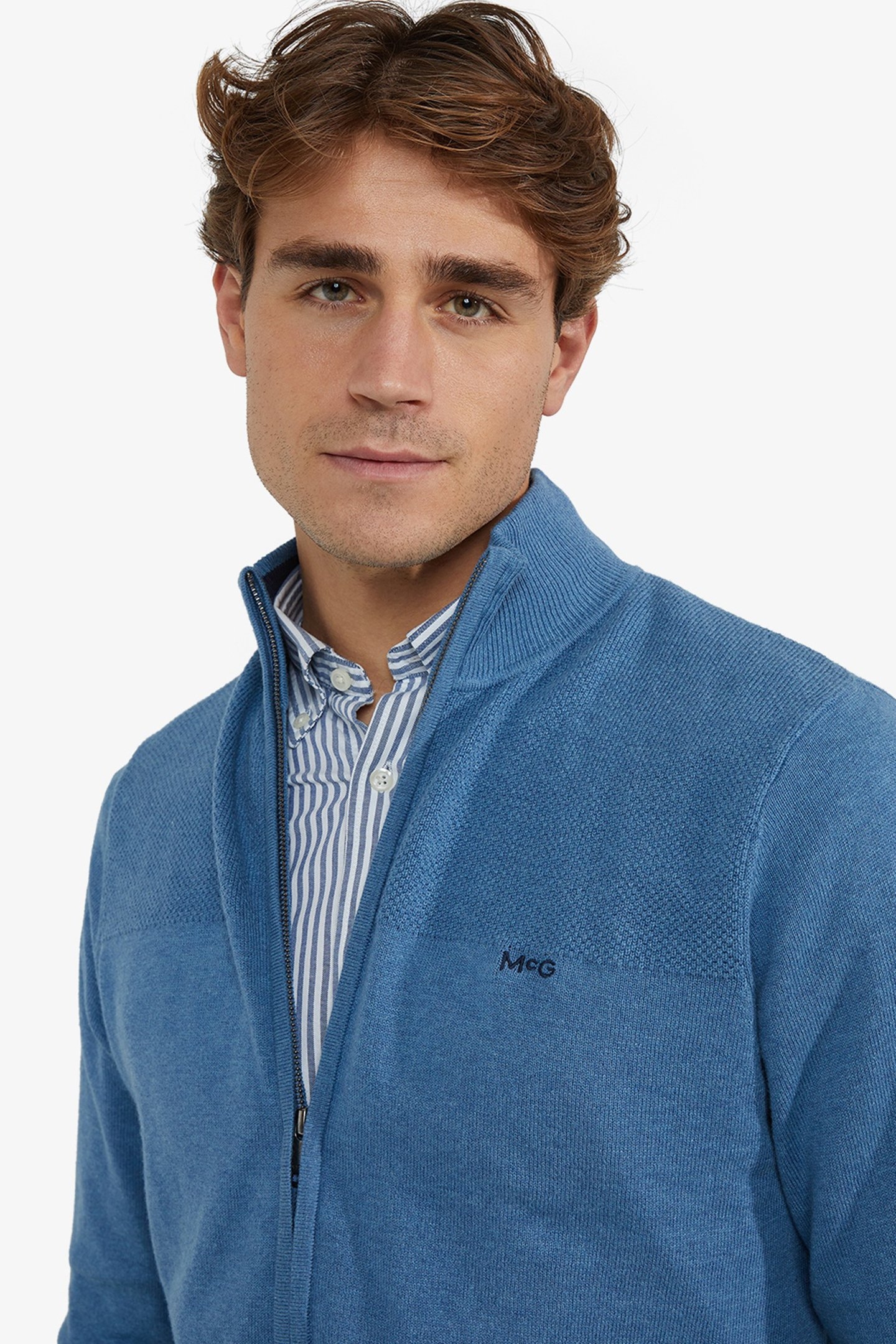 ZIP THRU CARDIGAN WORKER BLUE 3