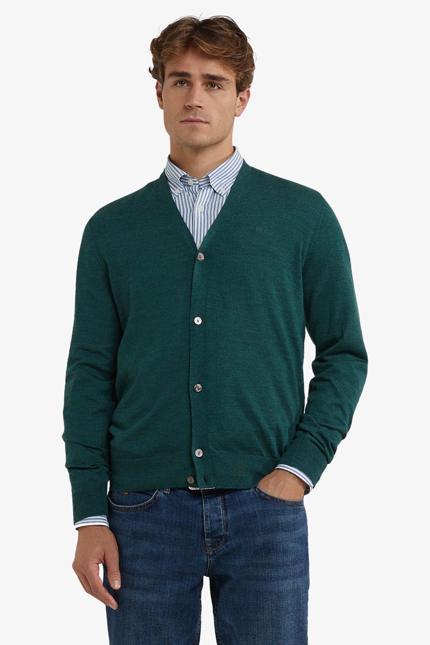 FINE MERINO CLASSIC CARDIGAN WINTER SAGE 1