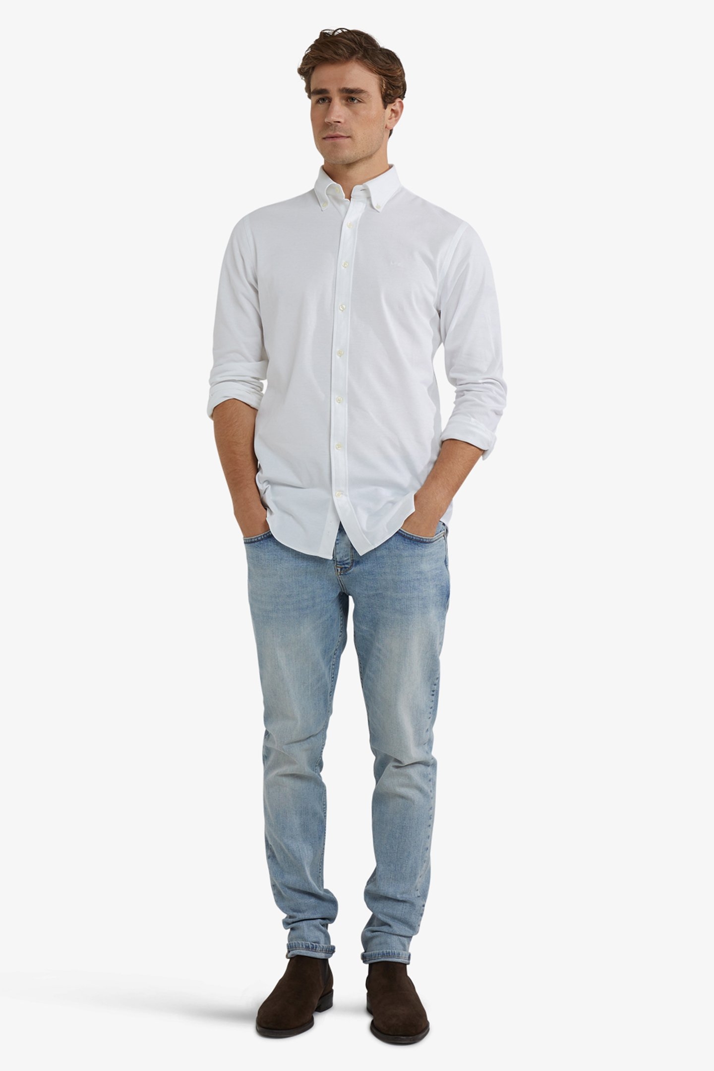 STRETCH PIQUE SHIRT WHITE 2