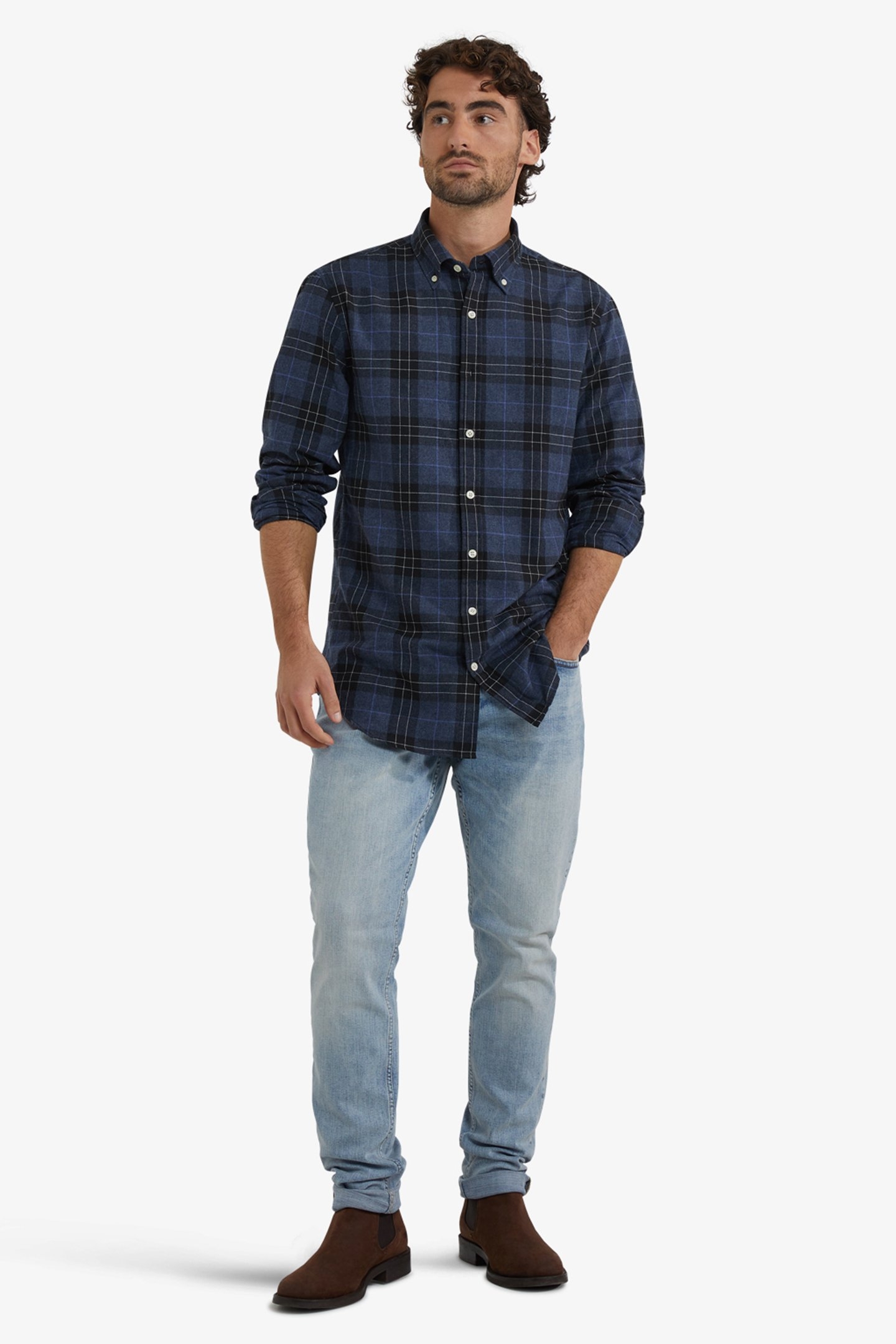 FLANNEL CHECK SHIRT NAVY 2