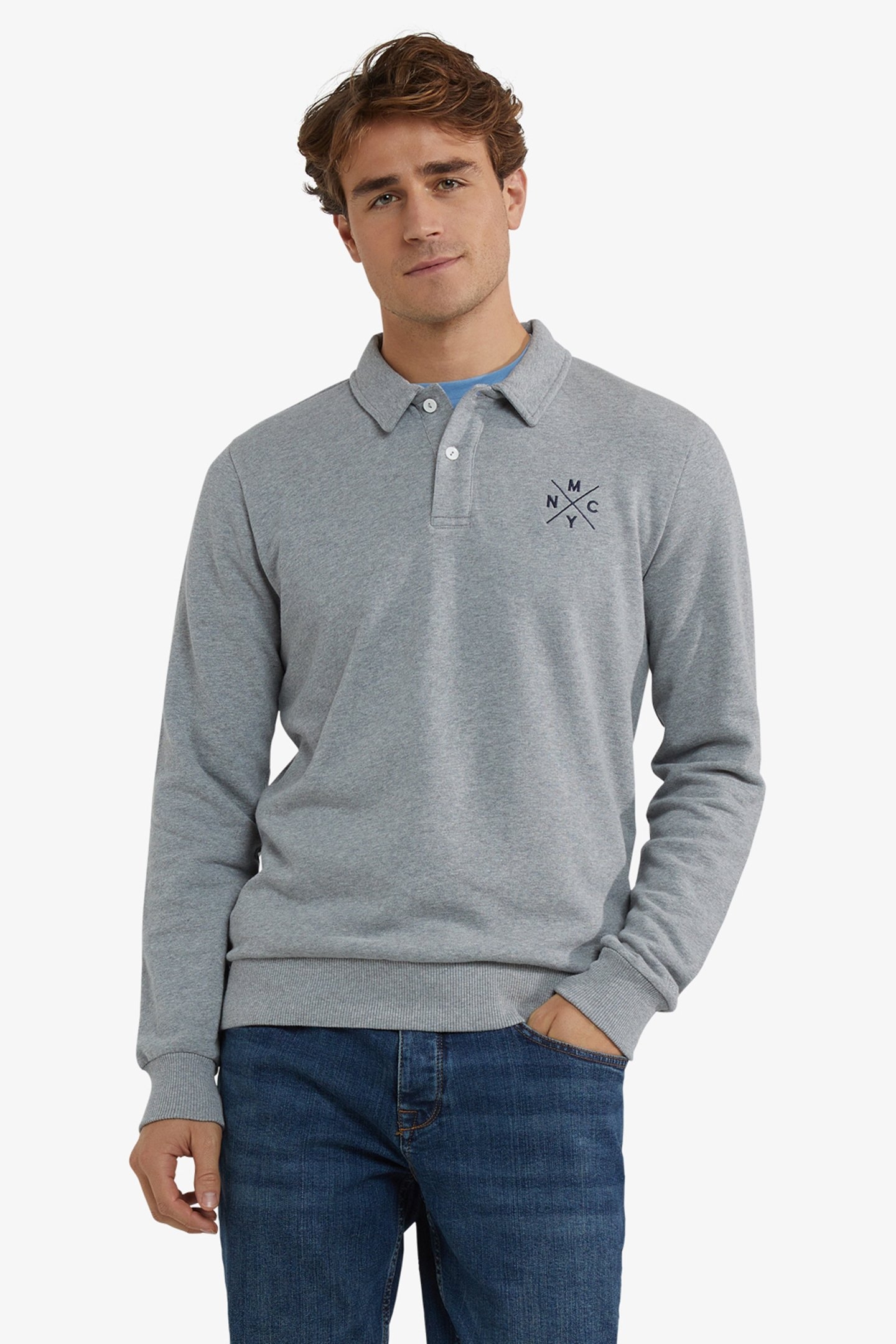 POLO SWEATSHIRT MEDIUM GREY MELANGE 1