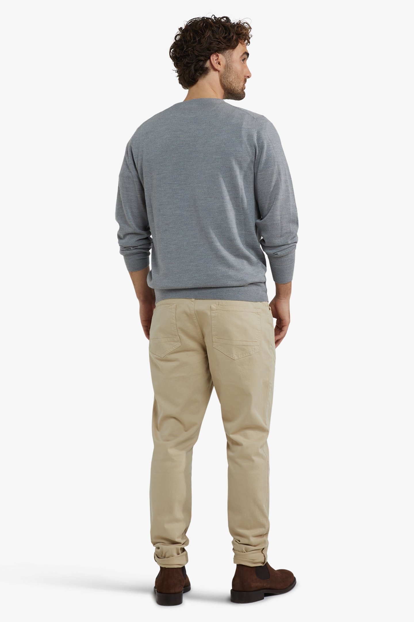 FINE MERINO C-NECK SWEATER MEDIUM GREY MELANGE 3