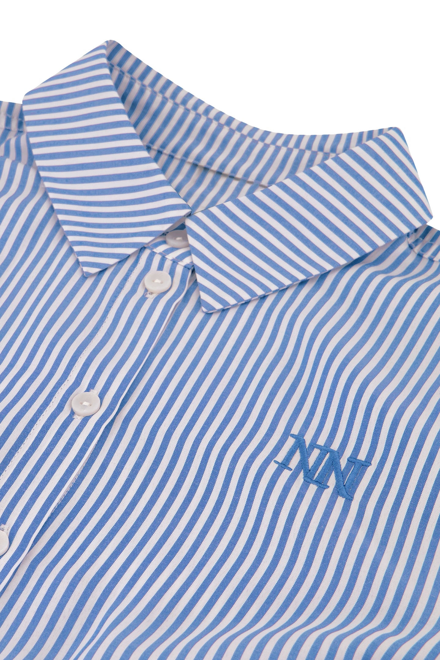 NOMI BLOUSE AZURE BLUE/OFF WHITE 4