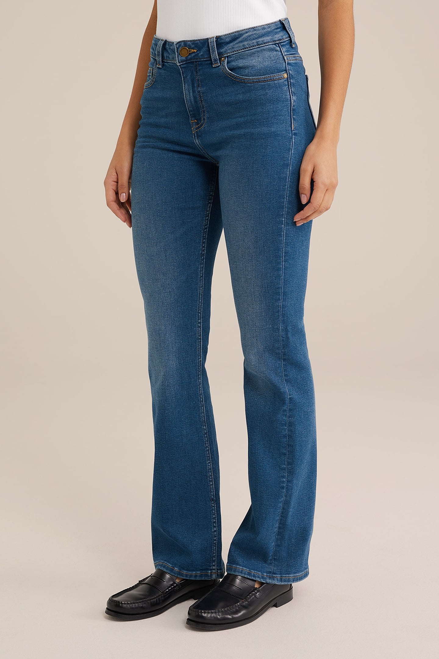 5-POCKET MID WAIST DARK BLUE 1