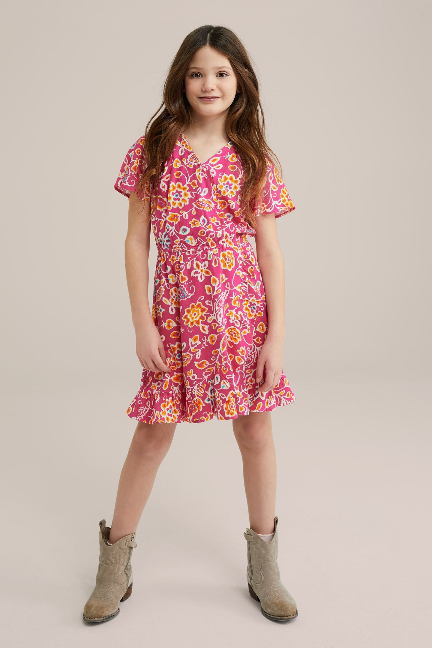 DRESS MID LENGTH BRIGHT PINK 2