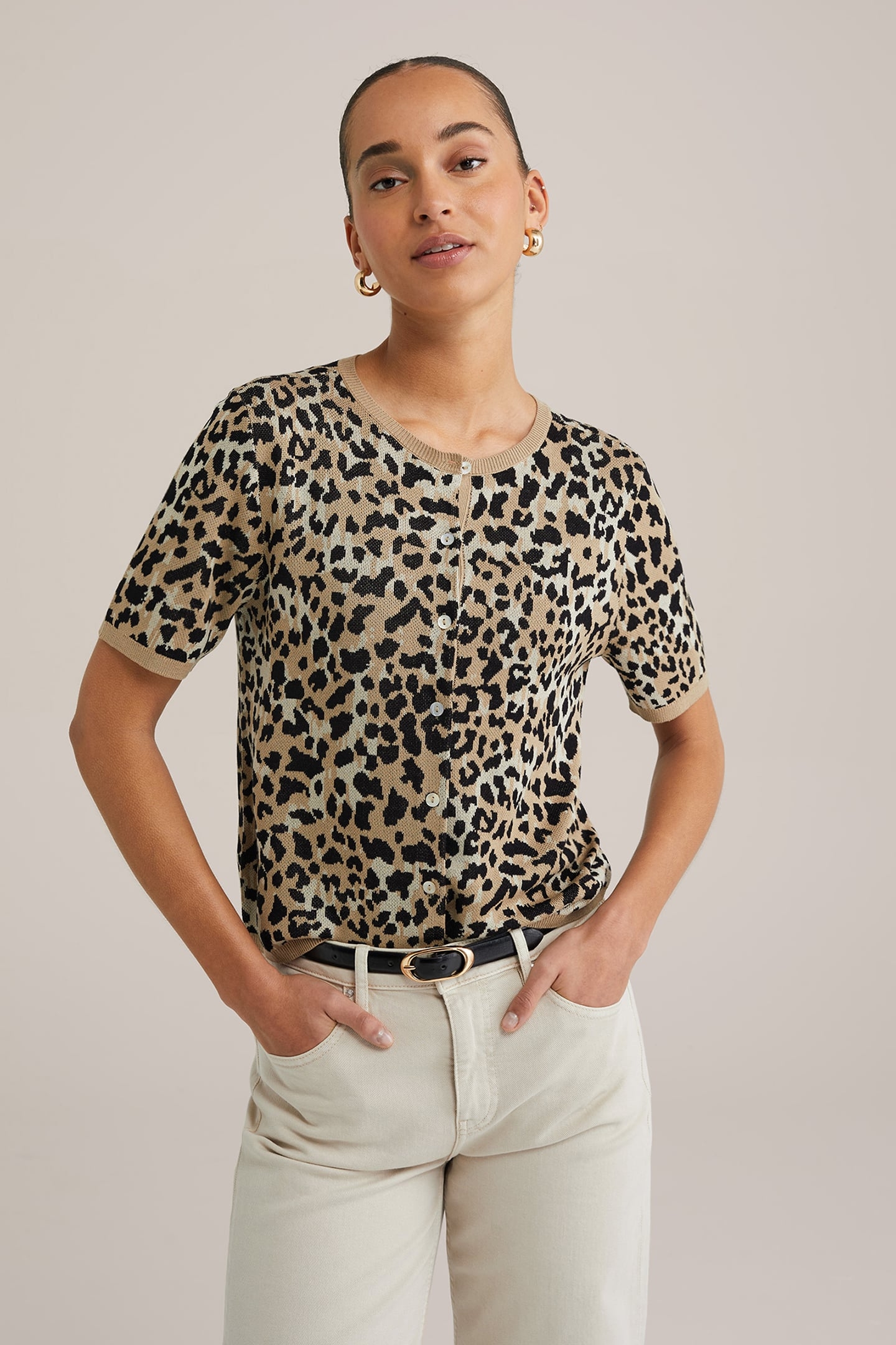 KNITTED CARDIGAN LIGHT BROWN 1