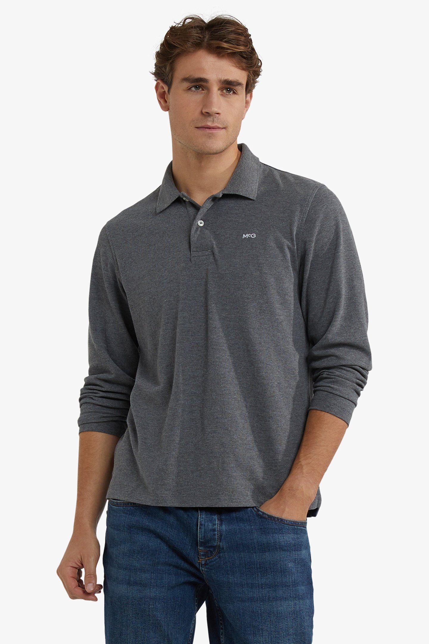 CLASSIC POLO LONG SLEEVES DARK GREY MELANGE 1