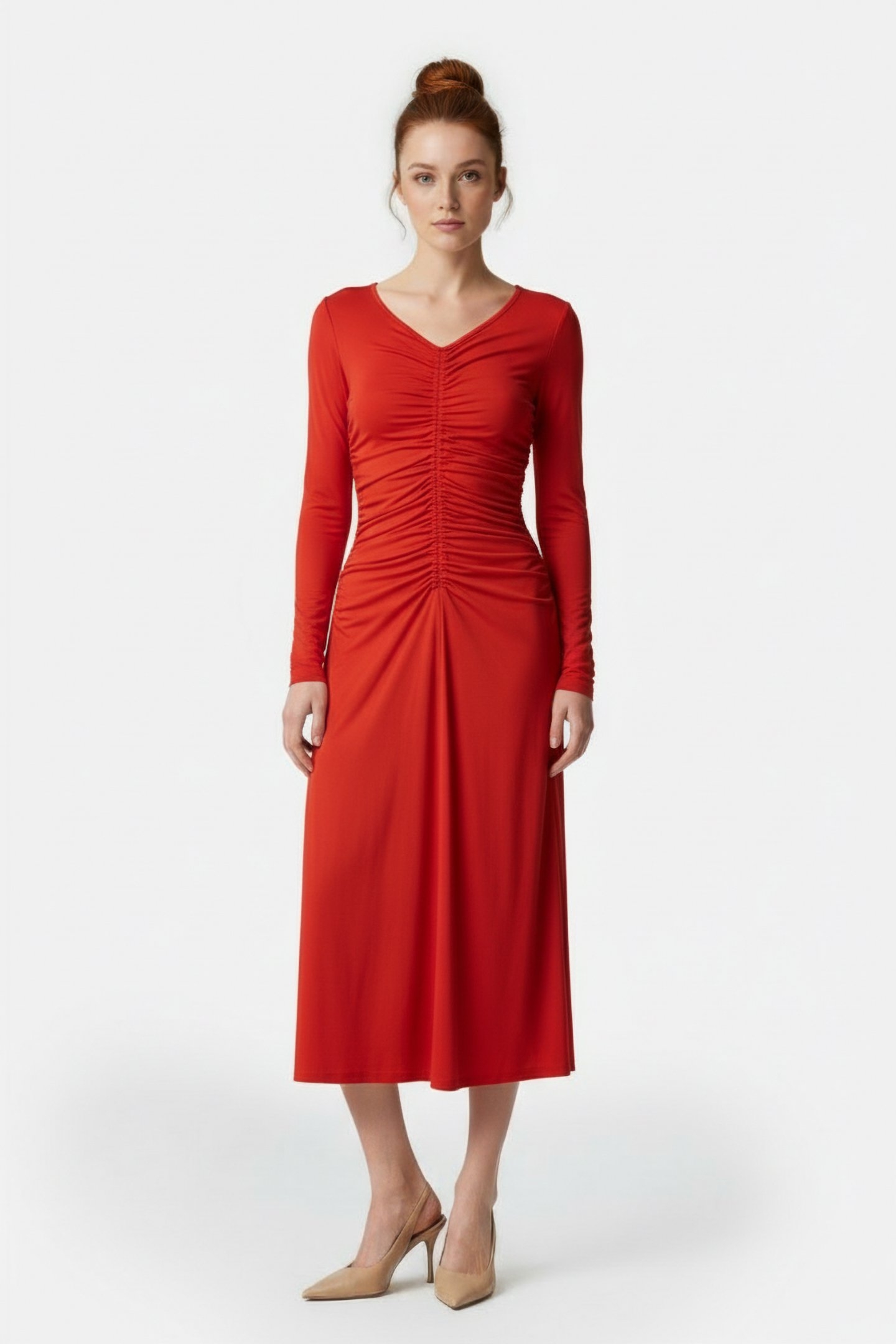 LS CF RUCH MIDI DRESS BRT TRRACTTA 5