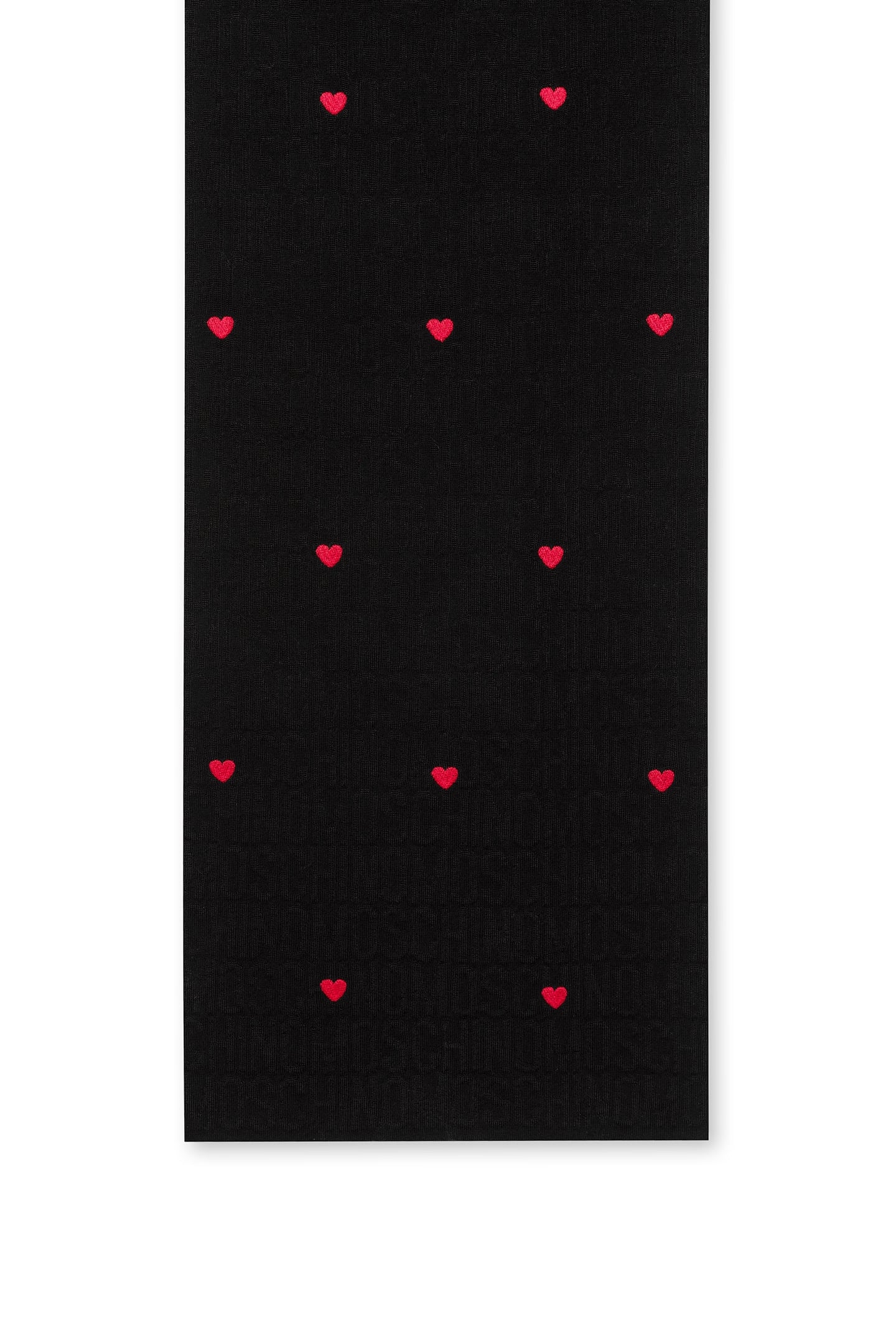 KNITTED SCARF WITH ALLOVER LOGO HEARTS BLACK 3