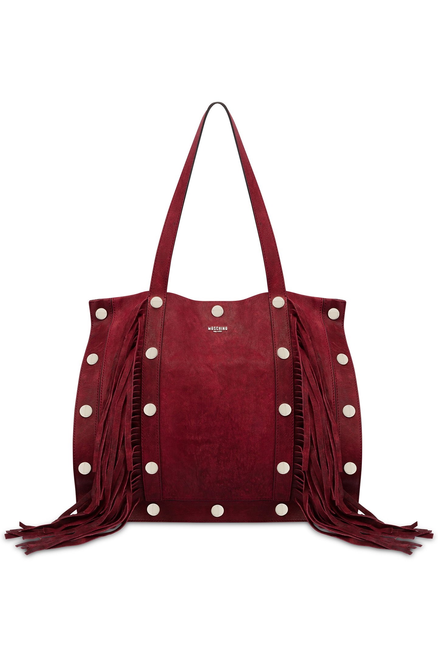 SNAP BUTTONS SHOPPER WITH FRINGES RED 1
