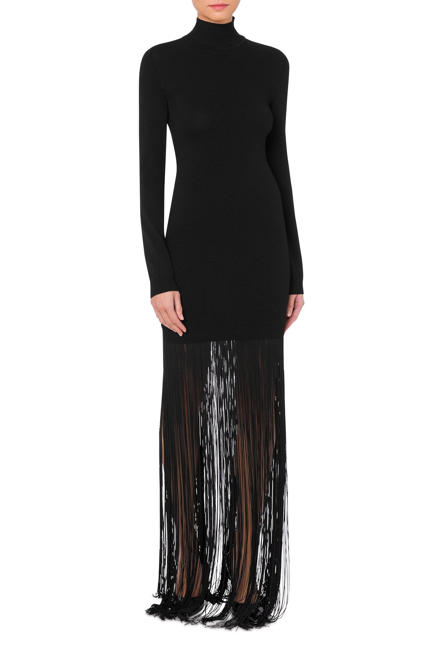 DRESS WITH FRINGES BLACK 1