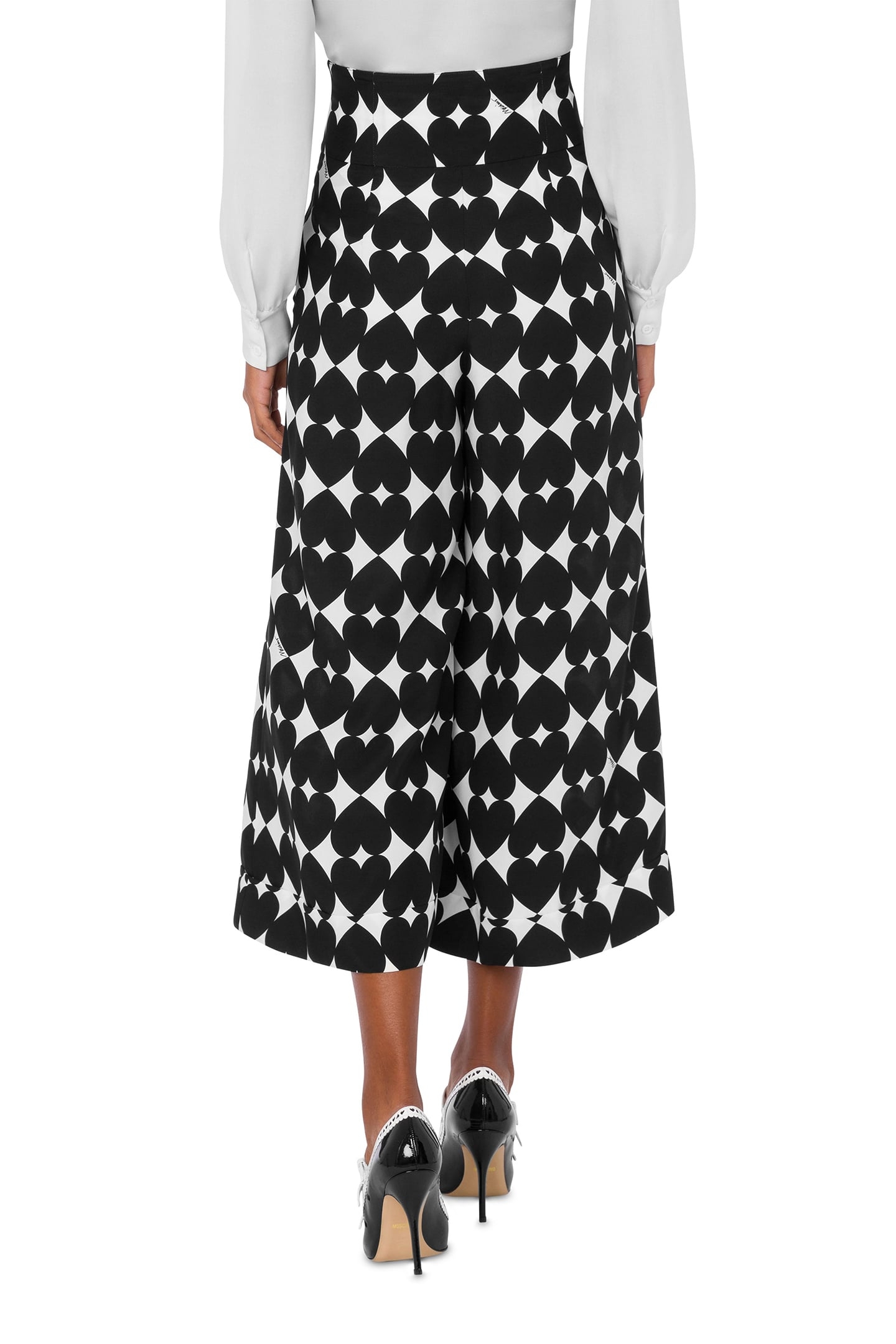 TROUSERS WITH OPTICAL HEART PRINT BLACK 2