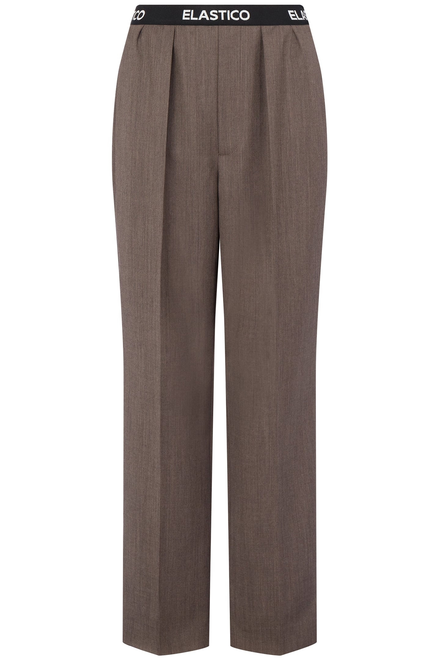 ELASTIC BAND WOOL CANVAS TROUSERS BROWN 3
