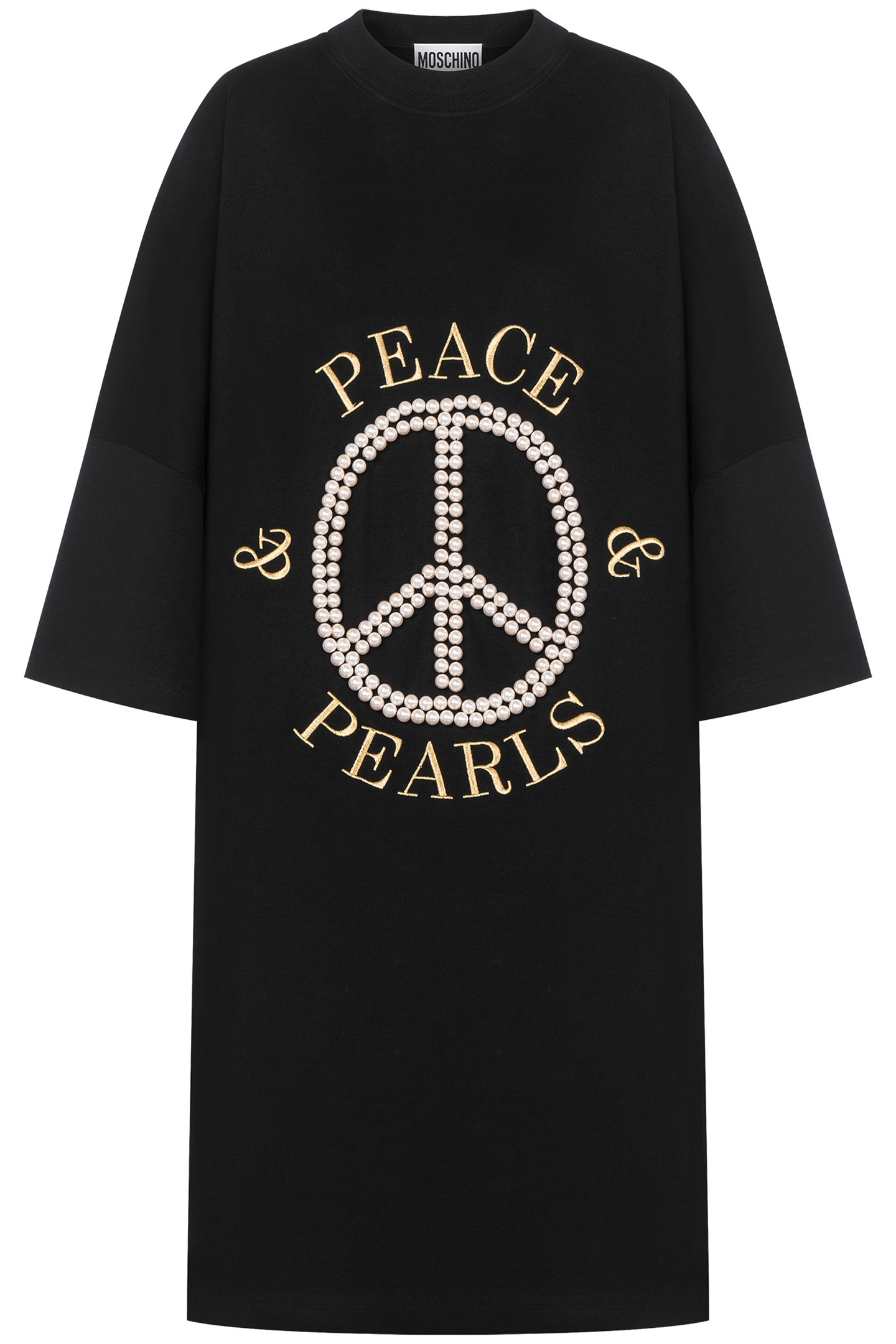 PEACE & PEARLS COTTON INTERLOCK DRESS BLACK 3