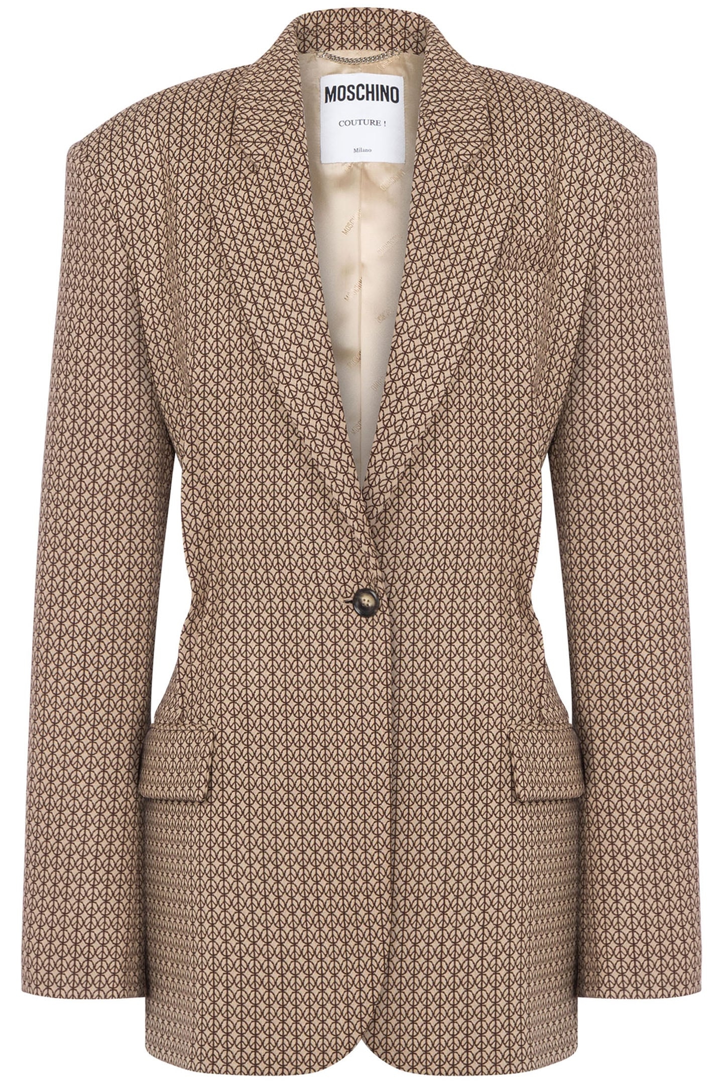 PEACE JACQUARD WOOL JACKET BEIGE 3
