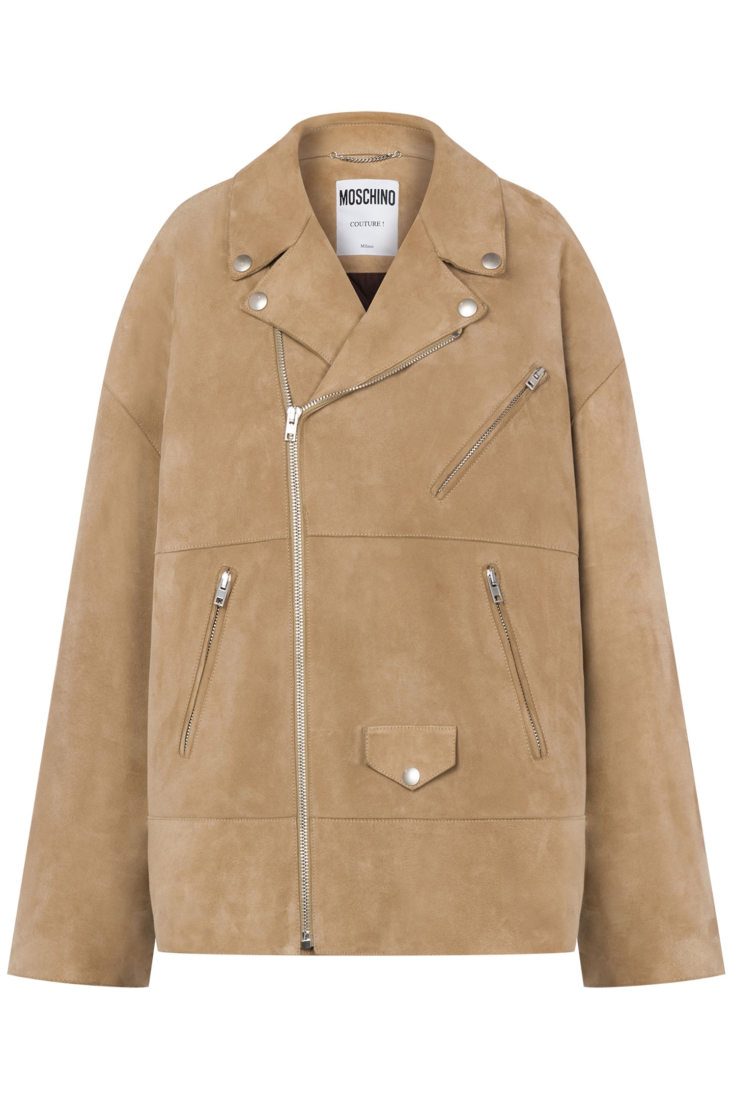 OVERSIZED SUEDE BIKER JACKET BEIGE 3