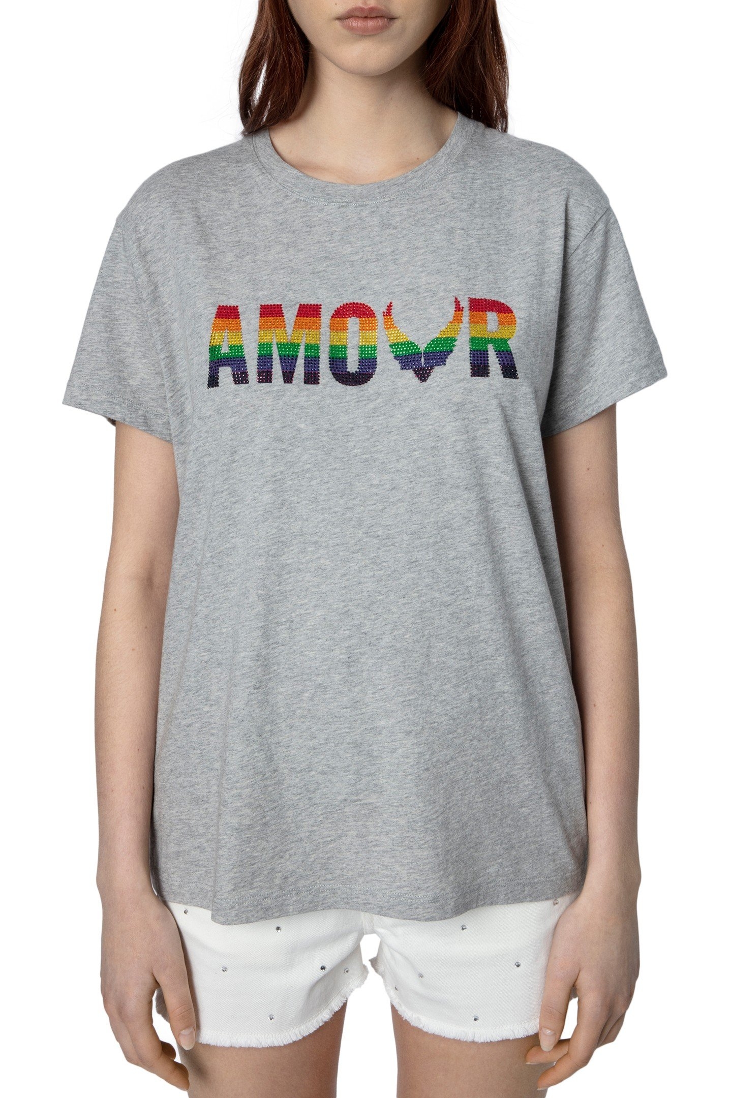 ZOE AMOUR WINGS T-SHIRT GRIS CHINE 1