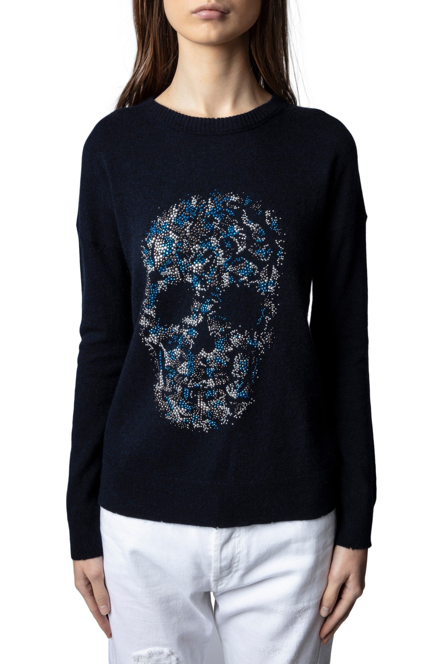 GABY MULTI SKULL STRASS SWEATER NAVY 1