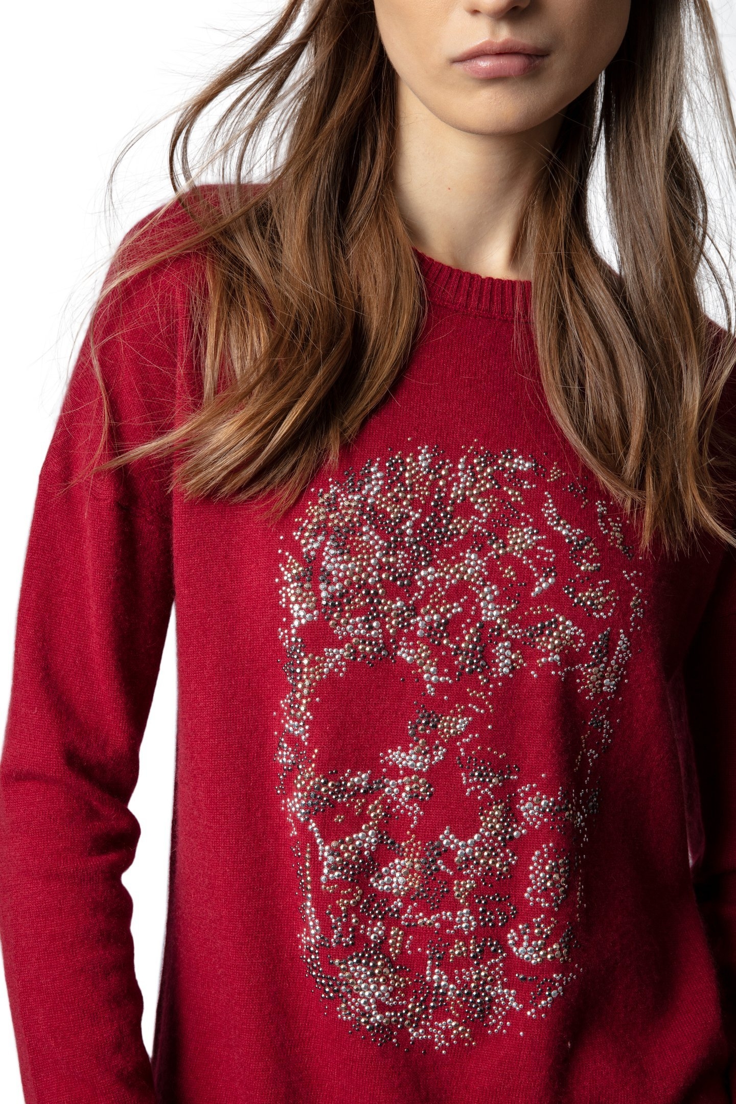 GABY MULTI SKULL STRASS SWEATER WINE 5