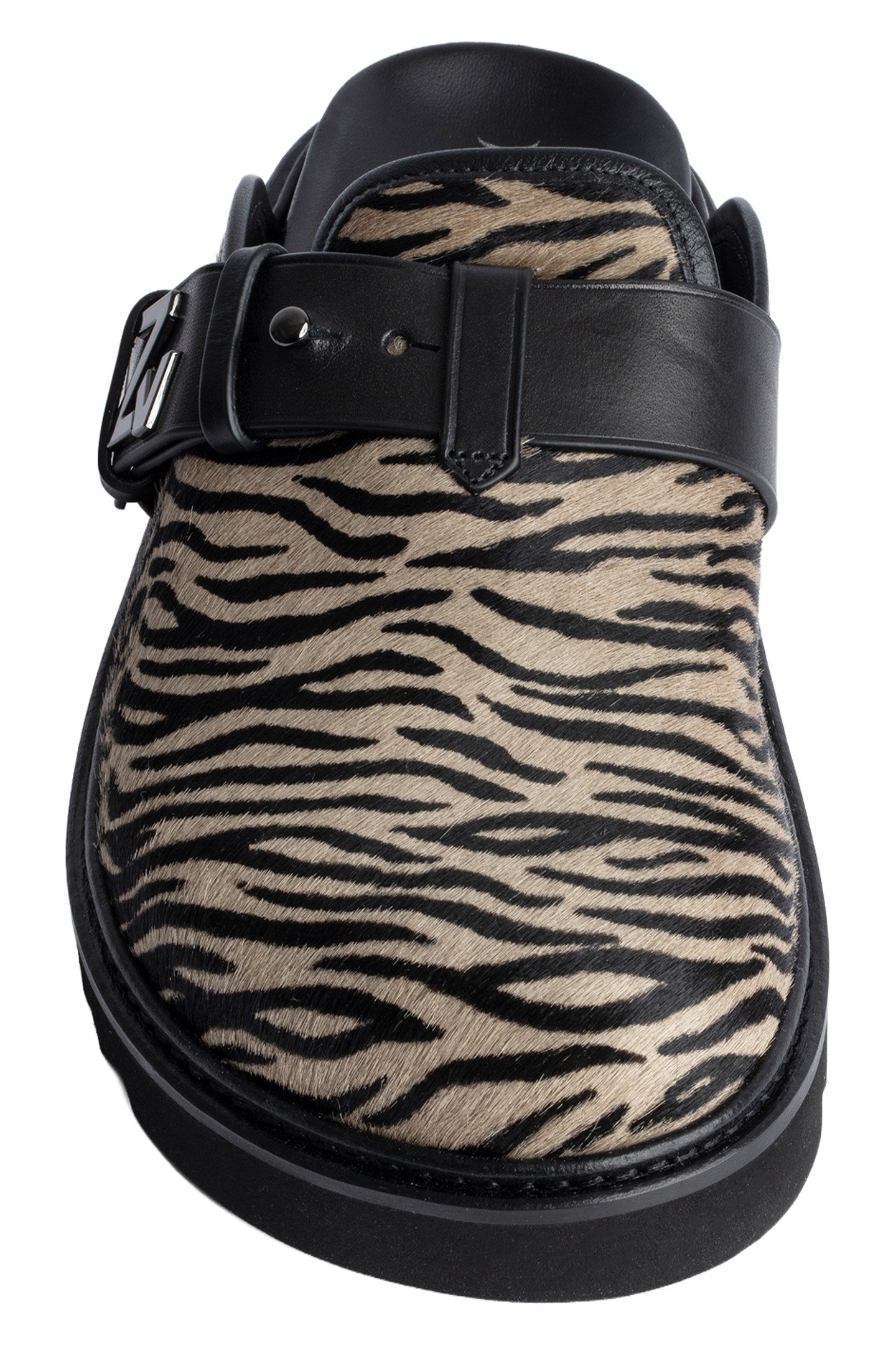 ALPHA MULE ZEBRA PRINTED COWSKIN TAUPE 4