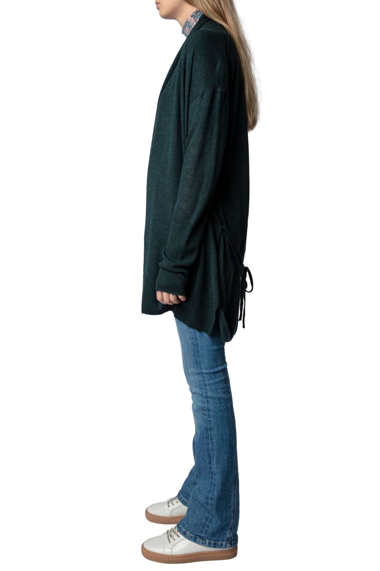 HAZZEL CASHMERE KNIT CARDIGAN PEACOCK 3
