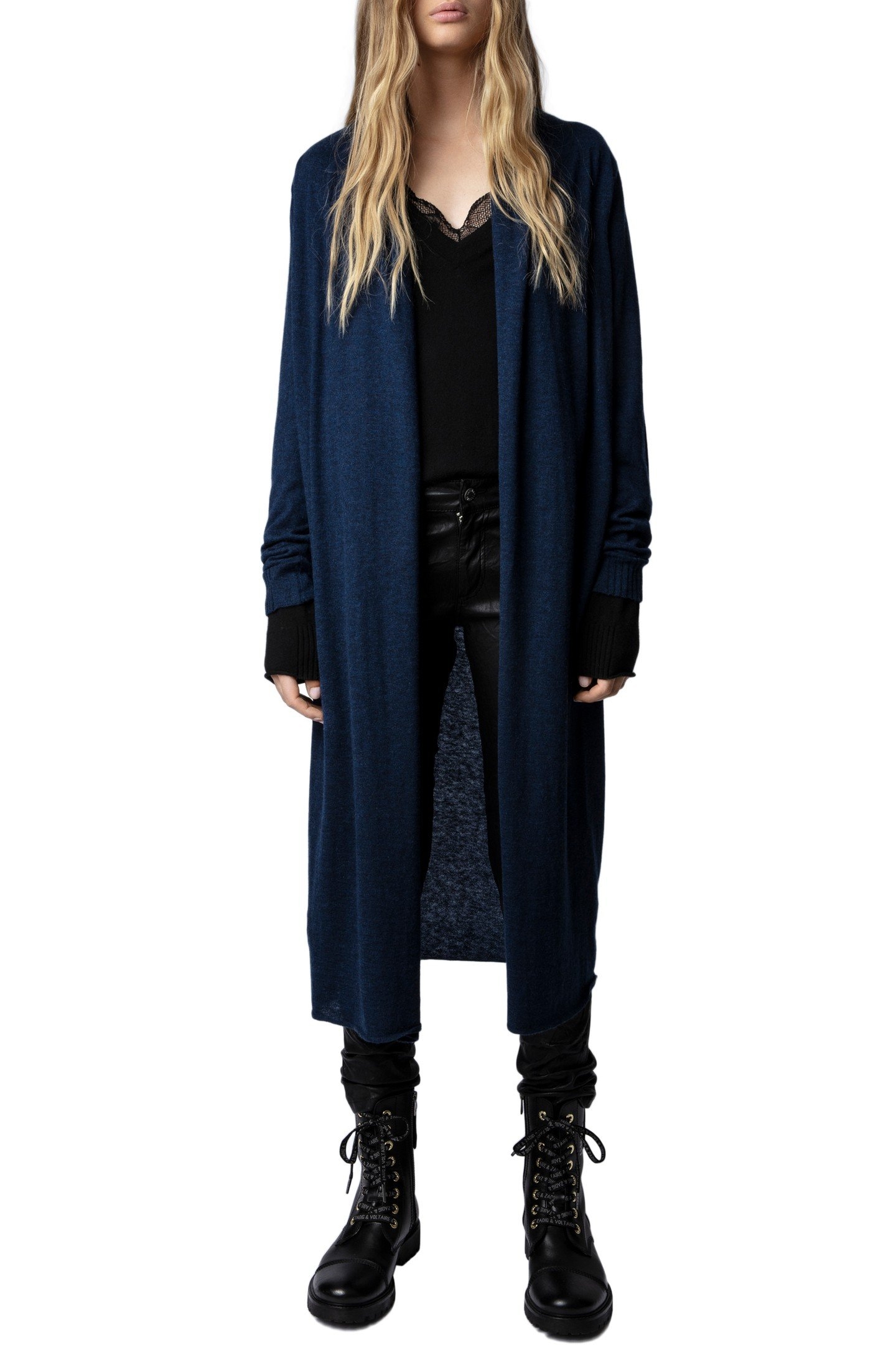 RONA CASHMERE KNIT CARDIGAN ENCRE 5