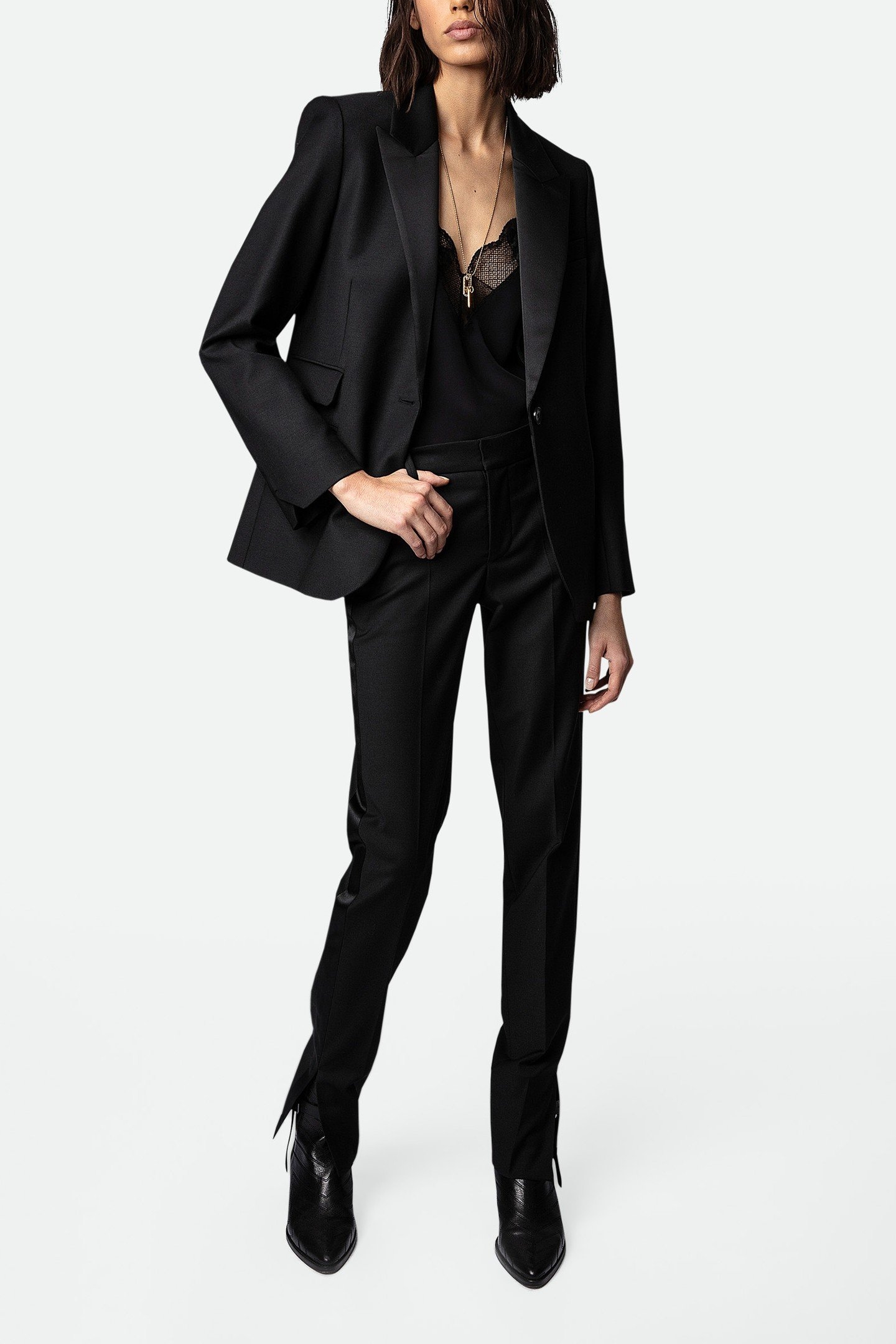 PRUNE SLIT SMOKING PANTS NOIR 1