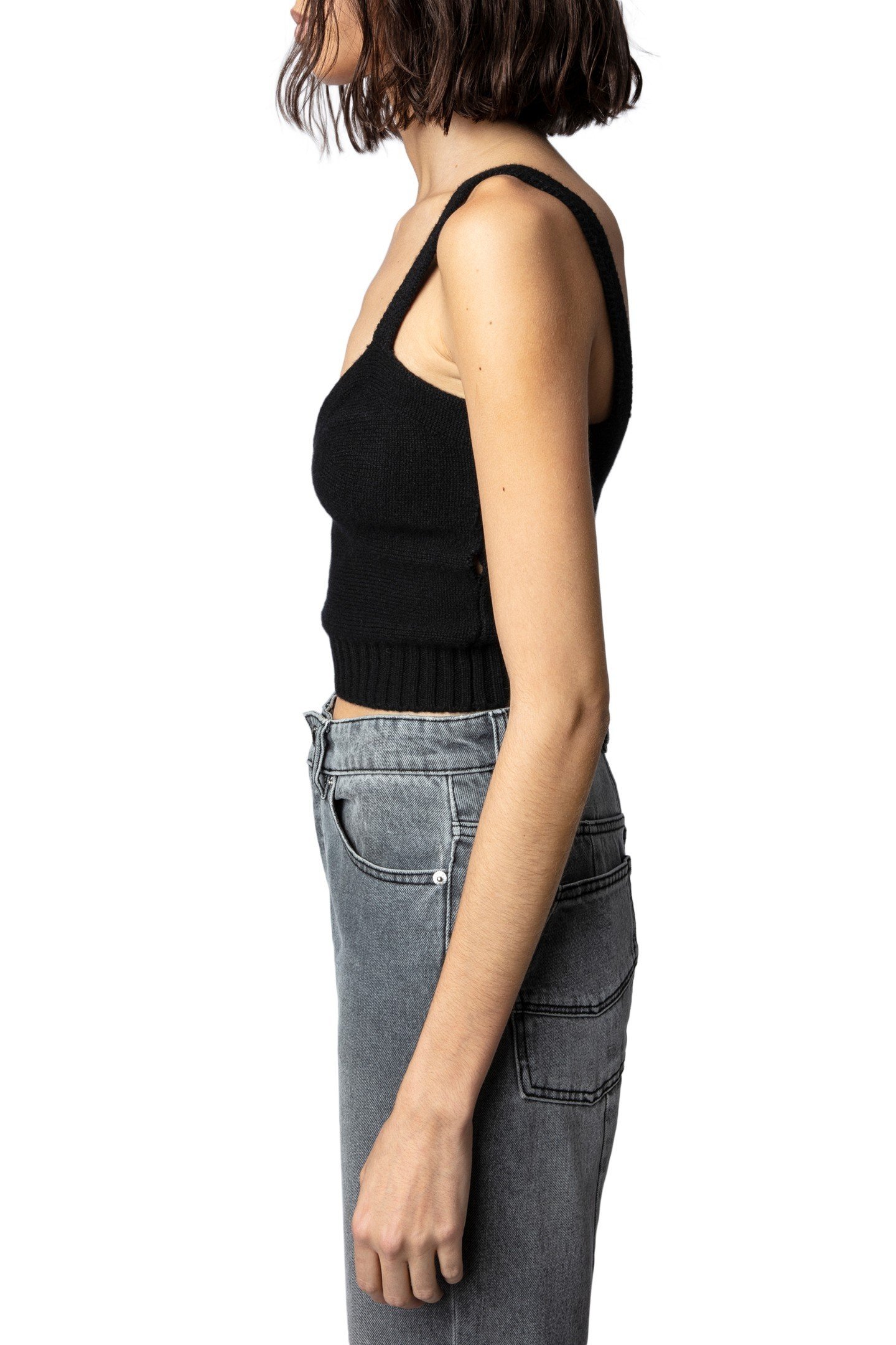 BETTINA CASHMERE WOOL KNIT CROP TOP NOIR 3