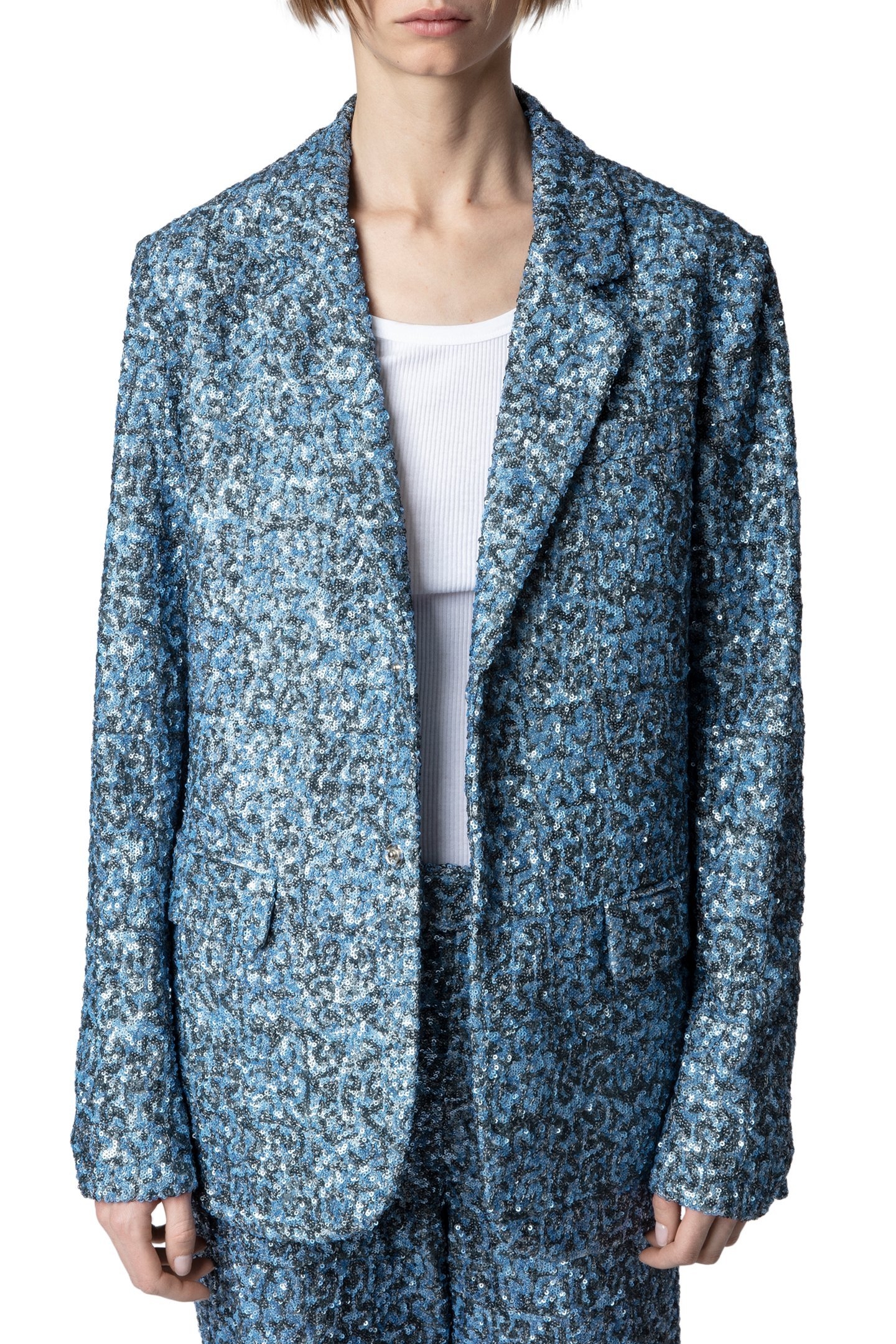VANILLE SEQUINS OVERSIZED BLAZER DENIM 1