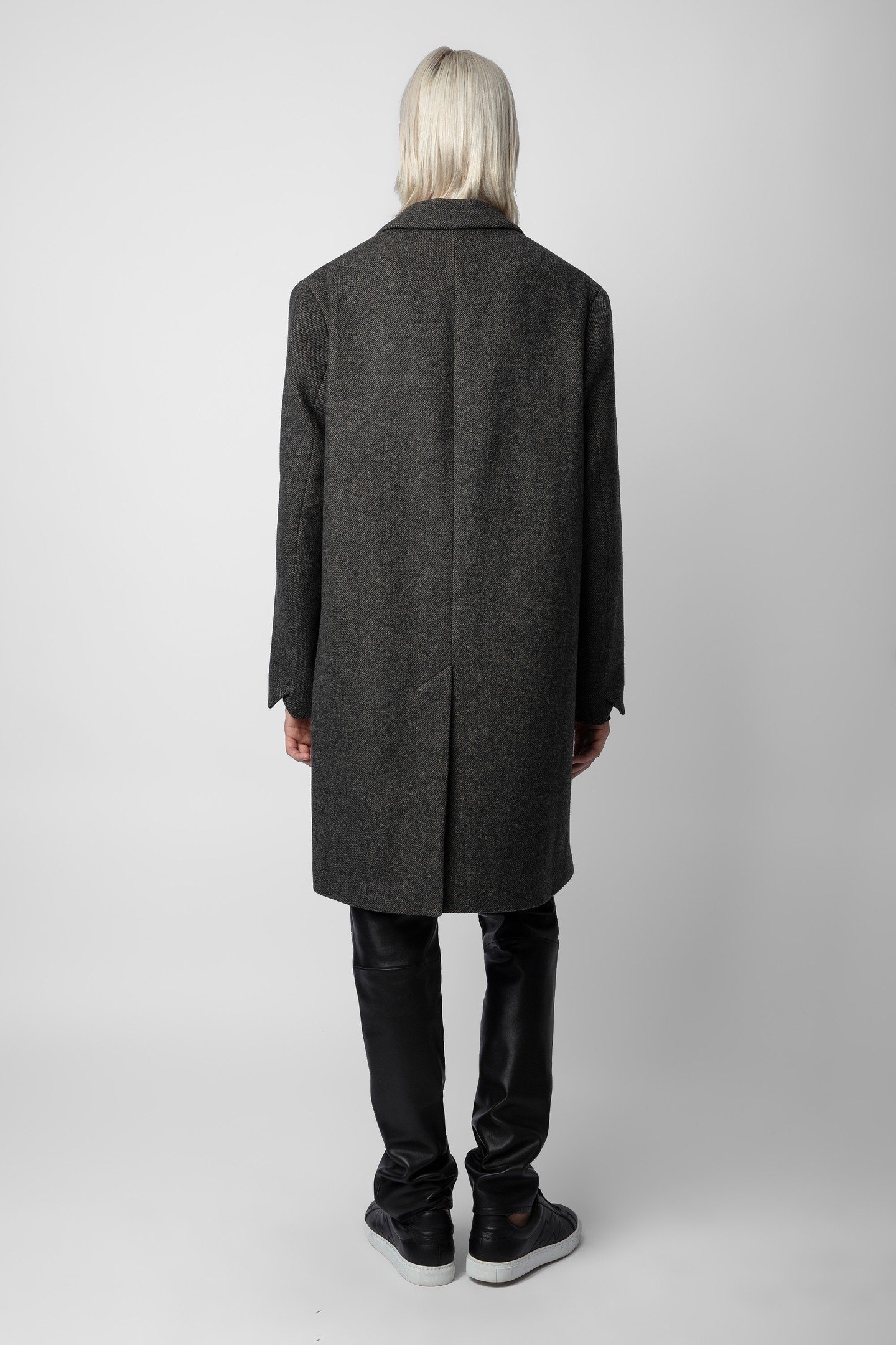 UNISEX MARK WOOL CHEVRON COAT ANTHRACITE 7