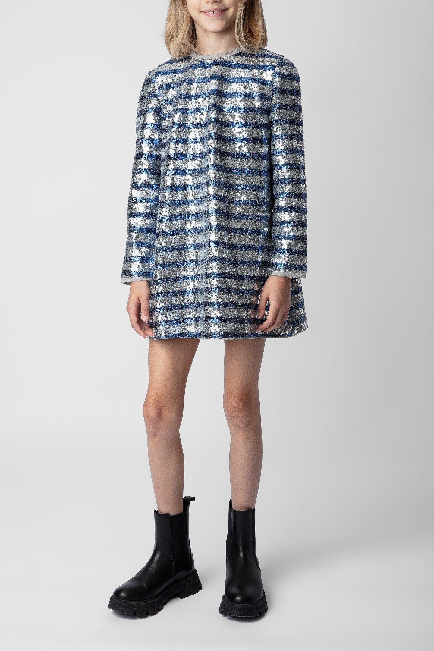 SIENNA GIRLS SPARKLE DRESS SHINY SILVER 2