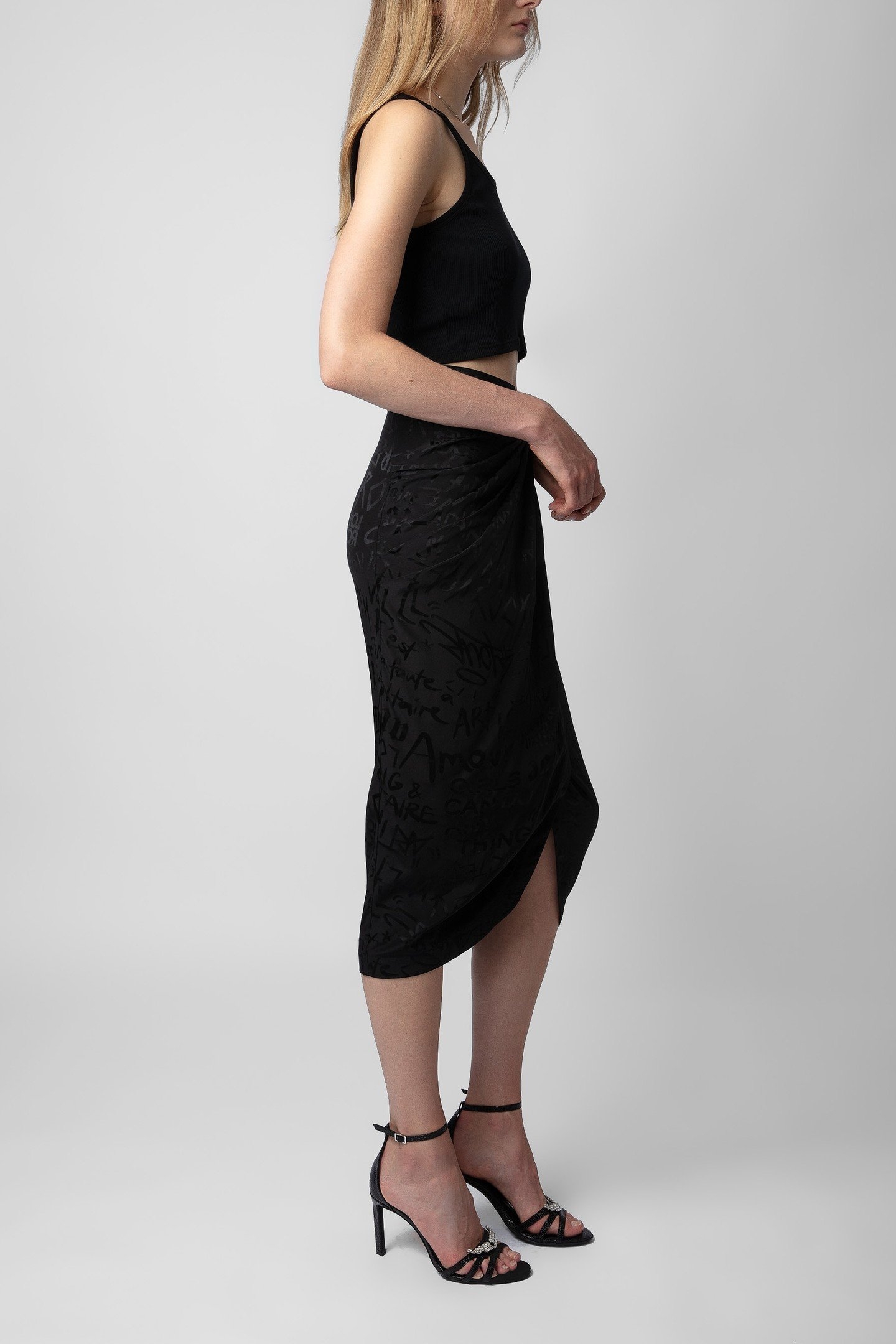 JAMELIA JACQUARD MANIFESTO SKIRT NOIR 3