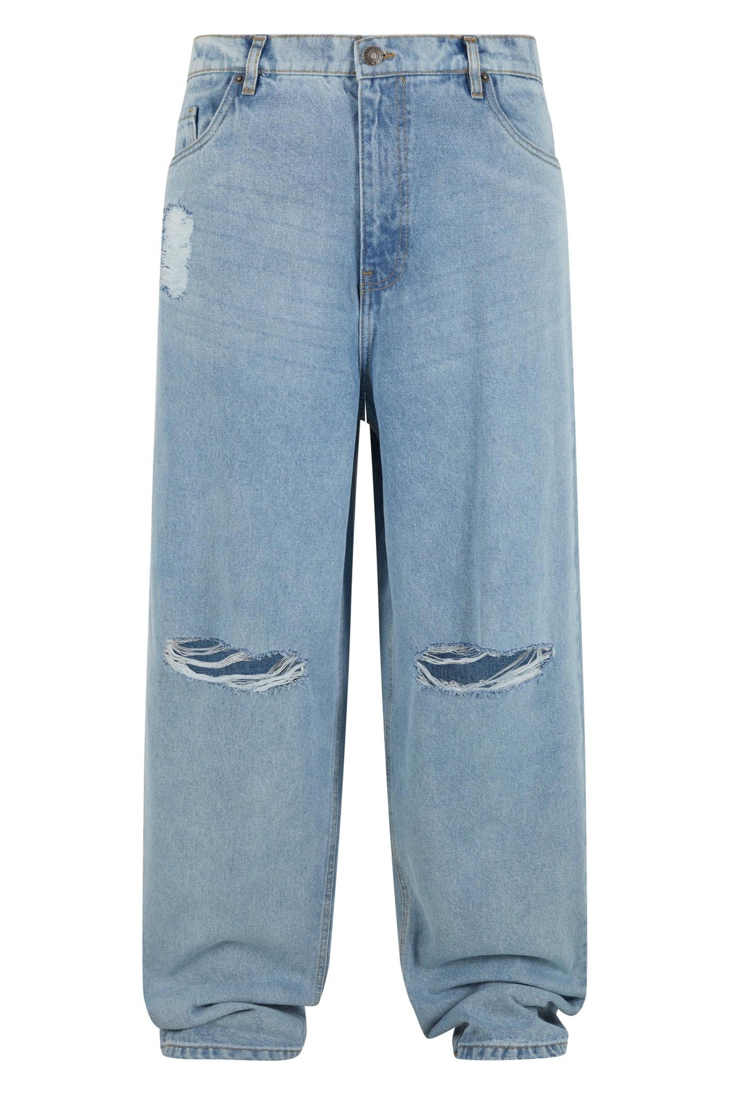 HEAVY OUNCE KNEE CUT BAGGY FIT JEANS NEW LIGHT BLUE WASHED 1
