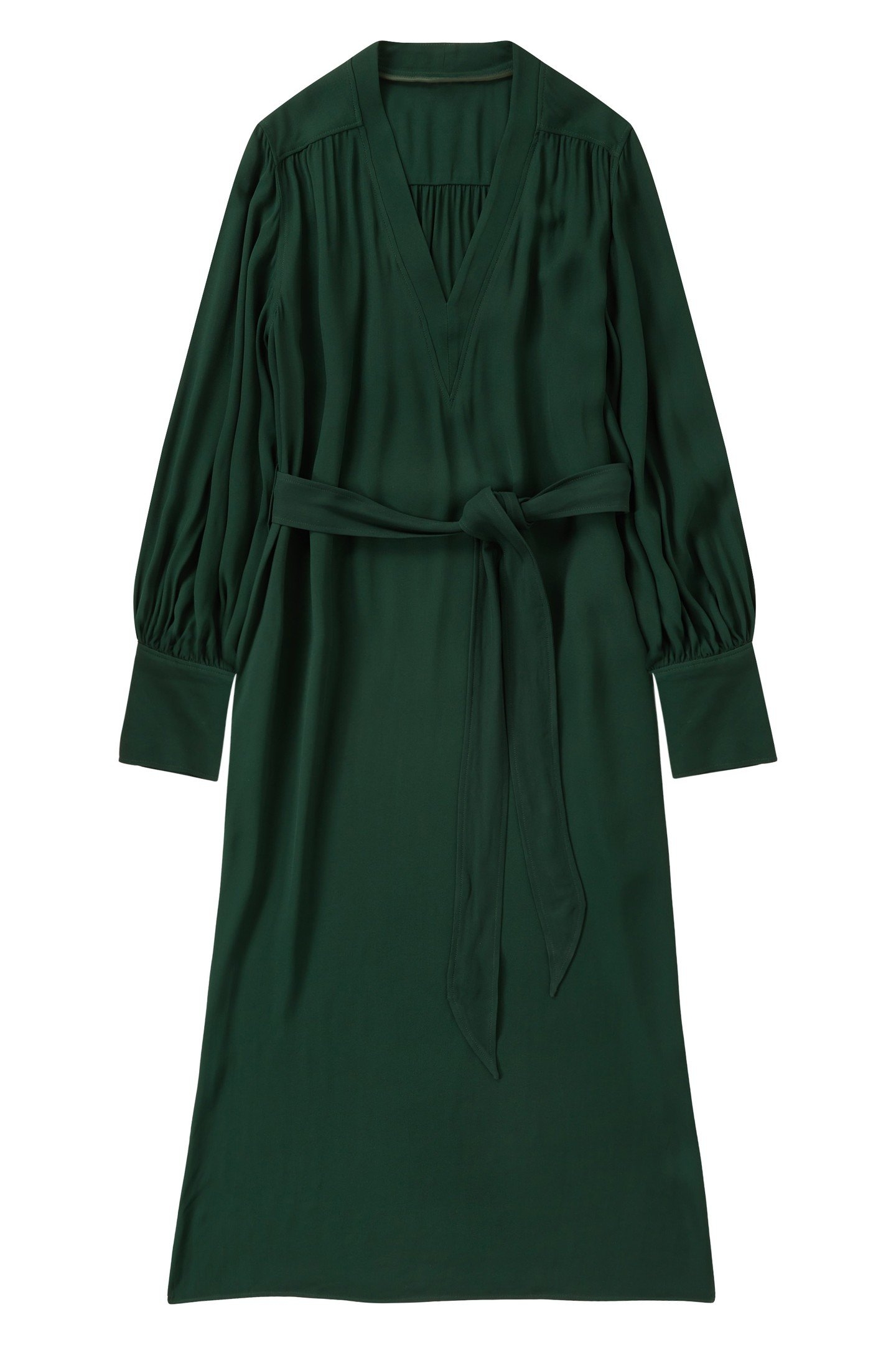 BELTED V NECK DRESS FERN GREEN 6
