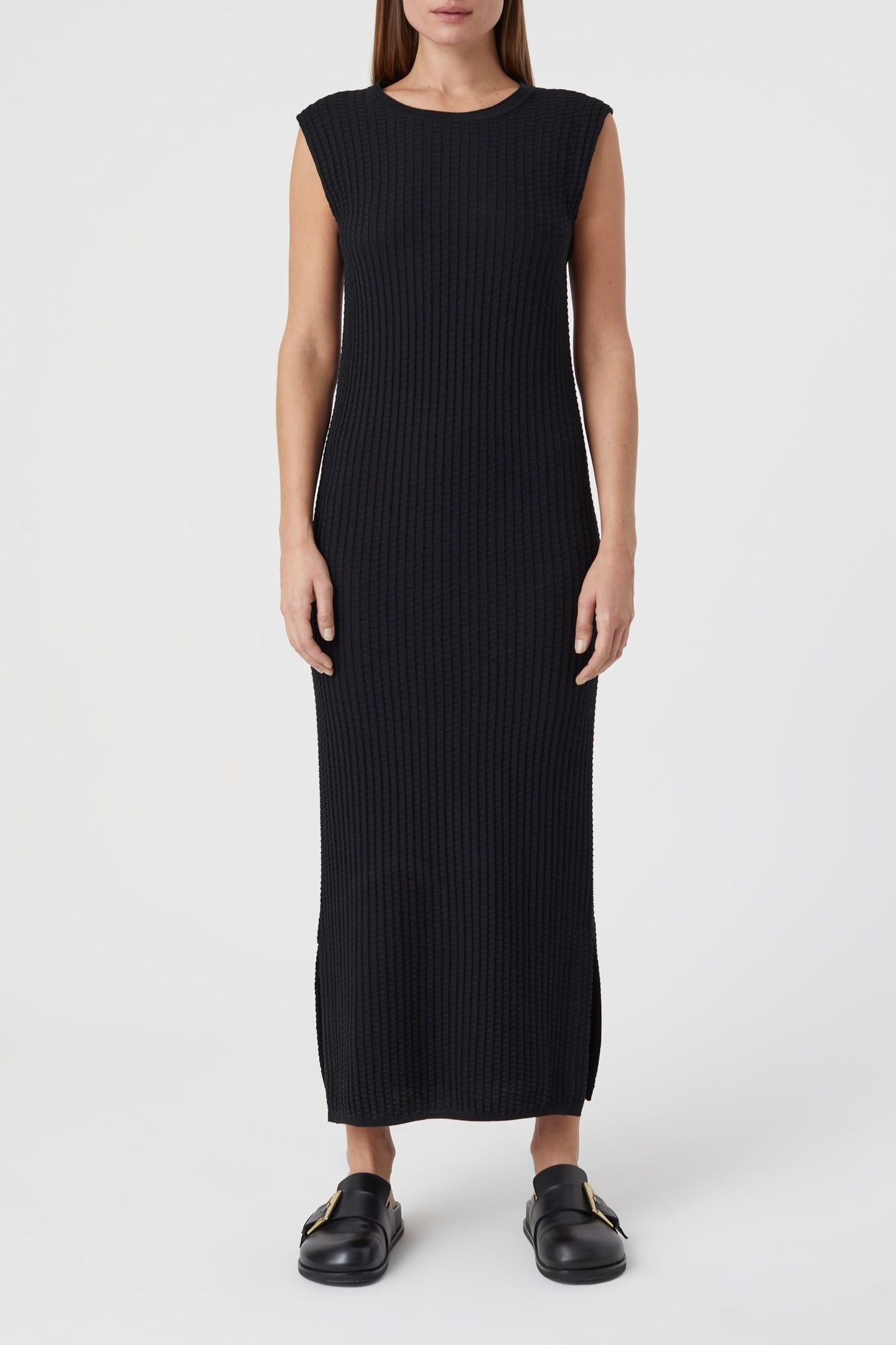 KNIT DRESS SLEEVELESS DRESSES BLACK 1