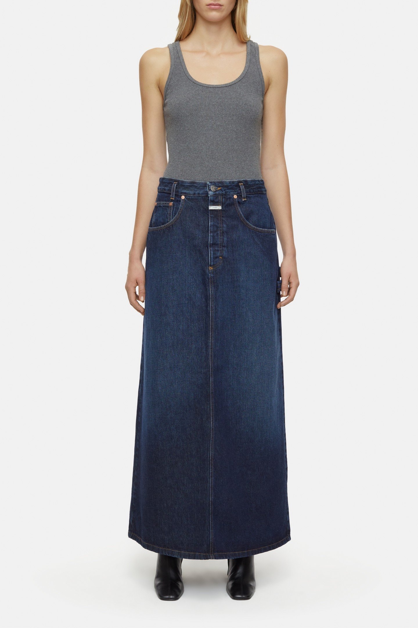 LONG 5-POCKET SKIRT DARK BLUE 2