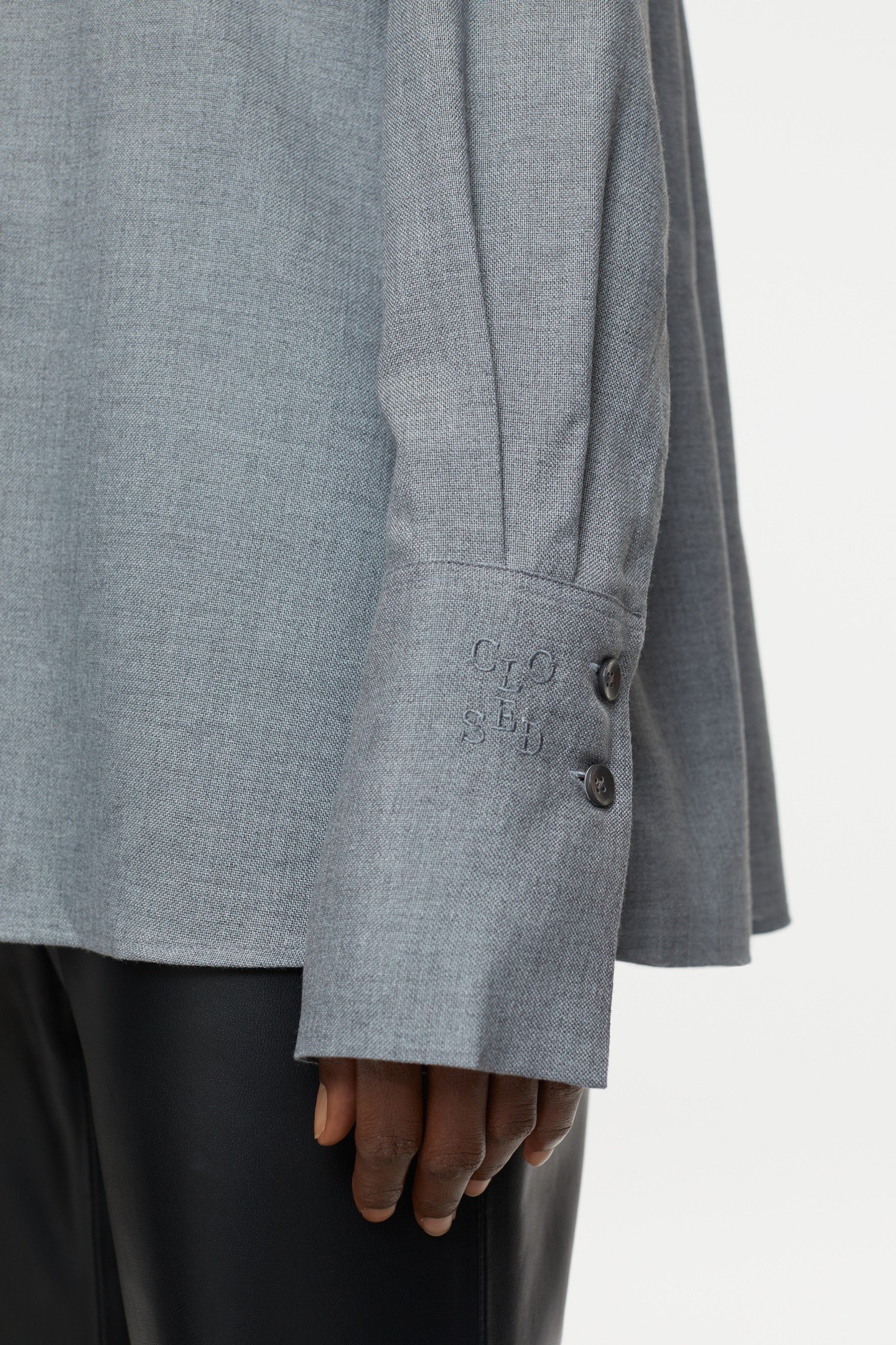 PLEAT BLOUSE SHIRT DARK GREY MELANGE 7